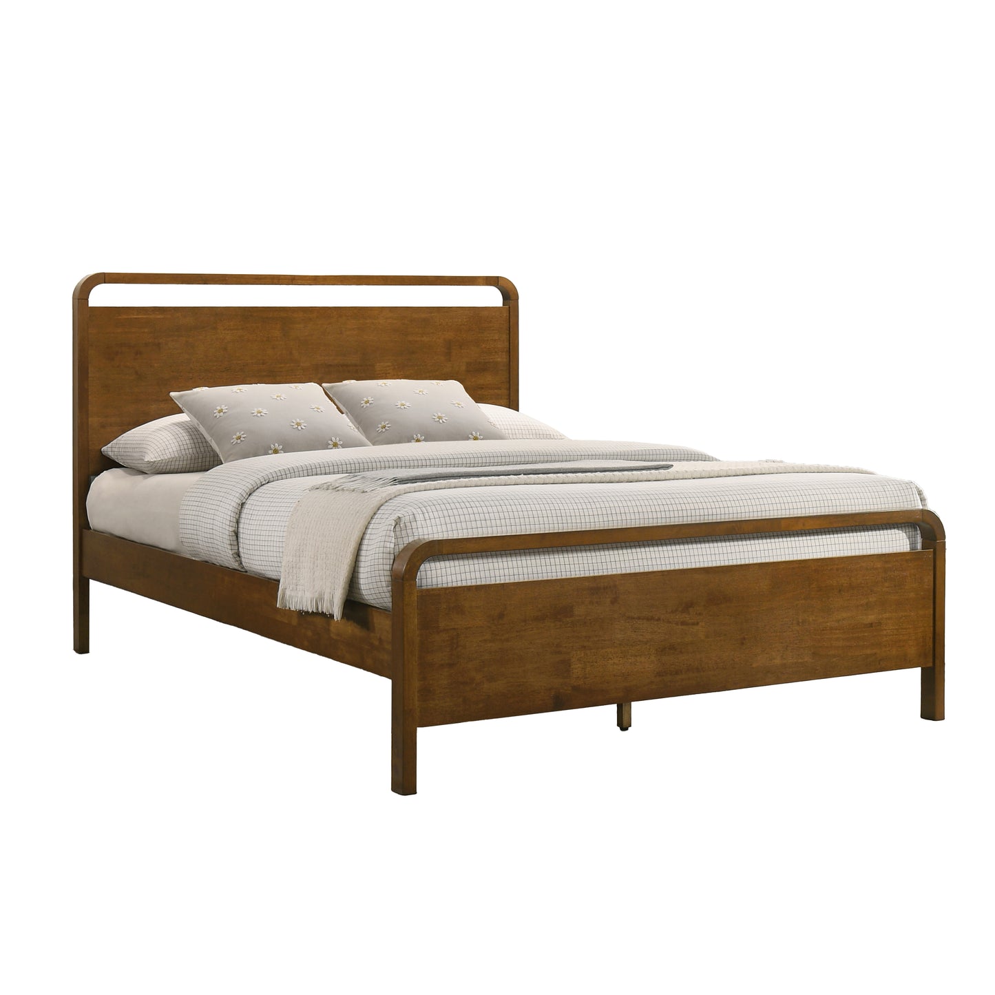 Roundhill Furniture Eldren Wood Platform Bed in Walnut Finish