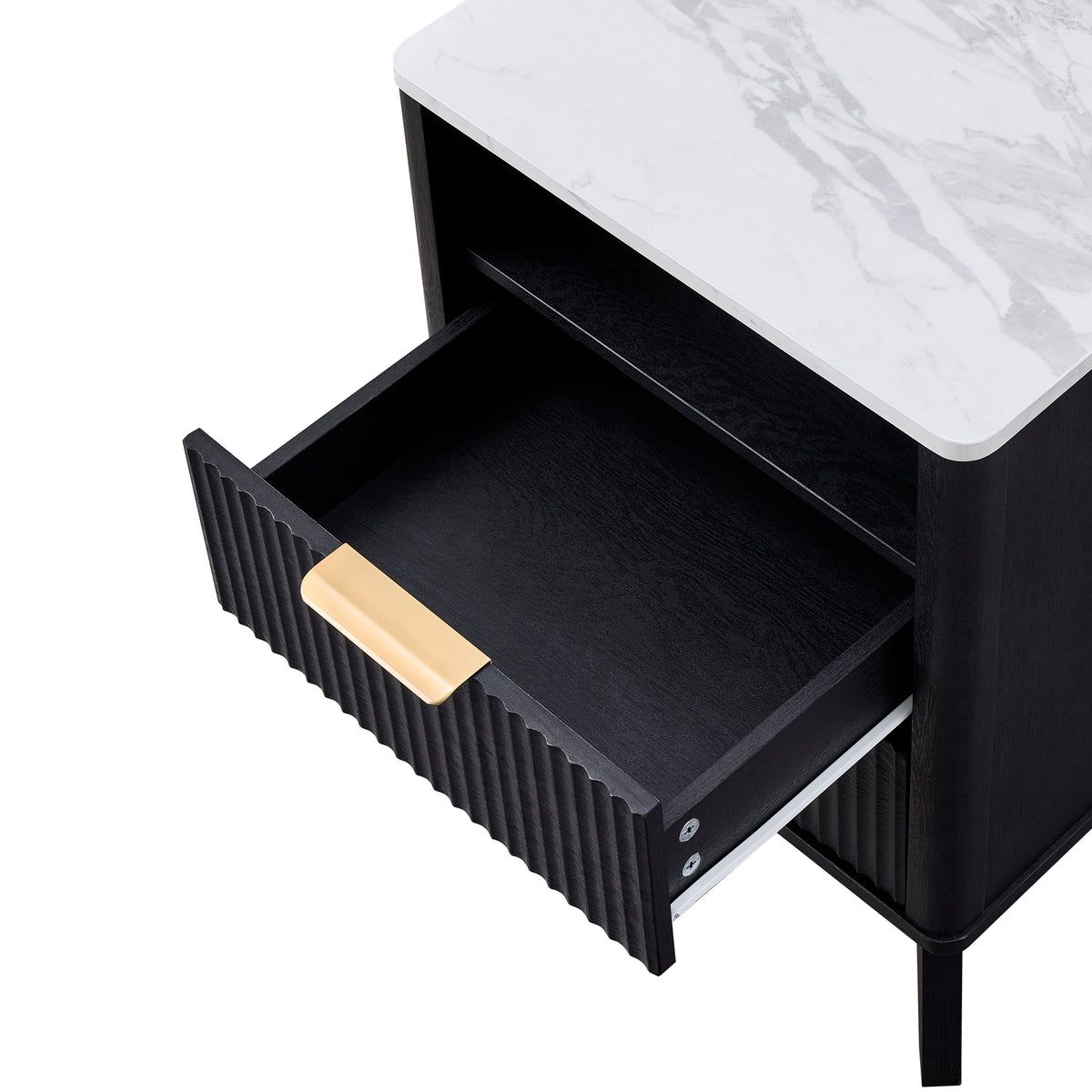 Roundhill Furniture Lyra Mid-Century Modern 2-Drawer Nightstand with Charging Station