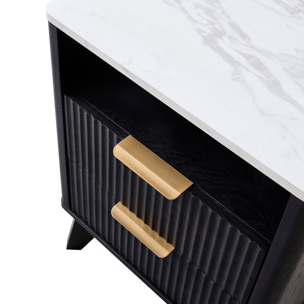 Roundhill Furniture Lyra Mid-Century Modern 2-Drawer Nightstand with Charging Station