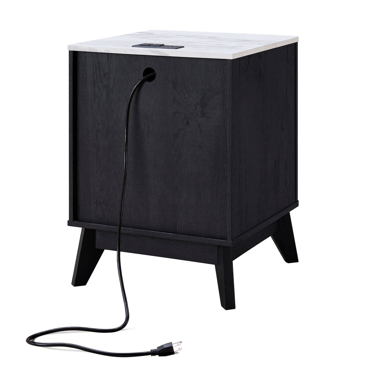 Roundhill Furniture Lyra Mid-Century Modern 2-Drawer Nightstand with Charging Station
