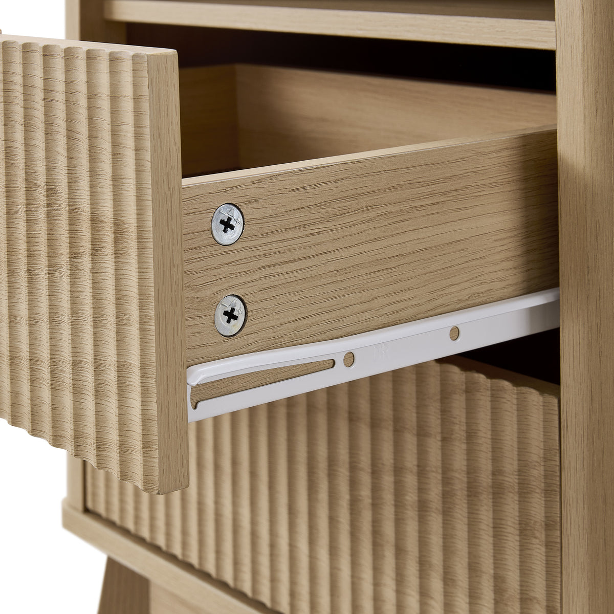 Roundhill Furniture Lyra Mid-Century Modern 2-Drawer Nightstand with Charging Station