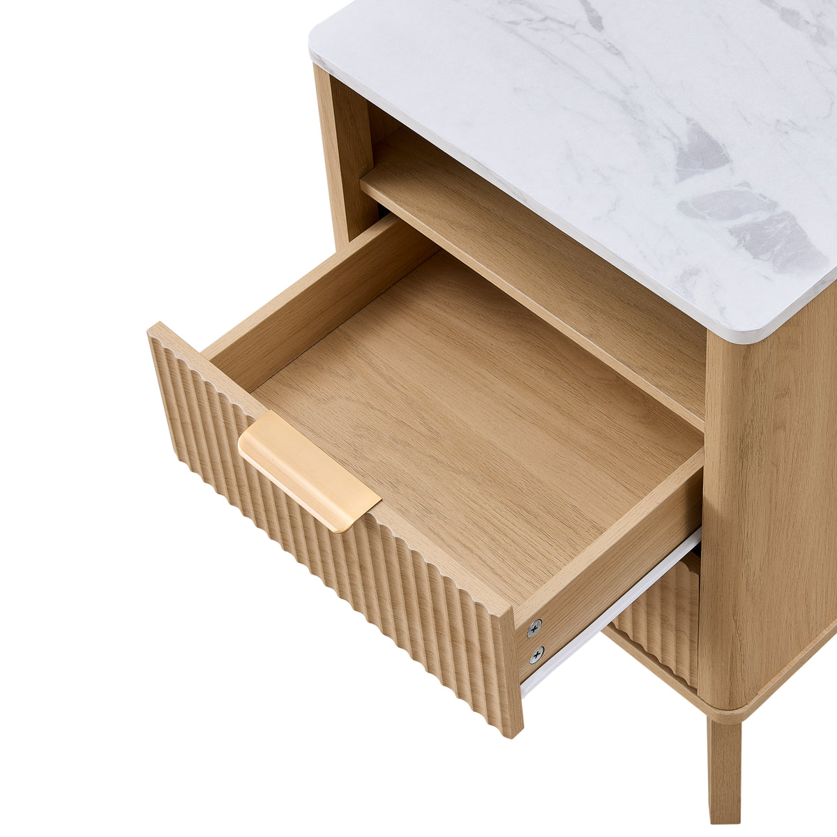 Roundhill Furniture Lyra Mid-Century Modern 2-Drawer Nightstand with Charging Station