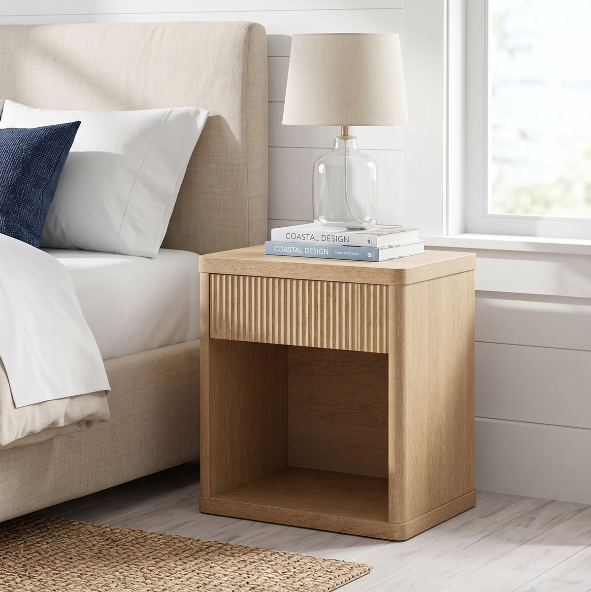 Roundhill Furniture Aria Modern Fluted Nightstands, Side Tables, Set of 2