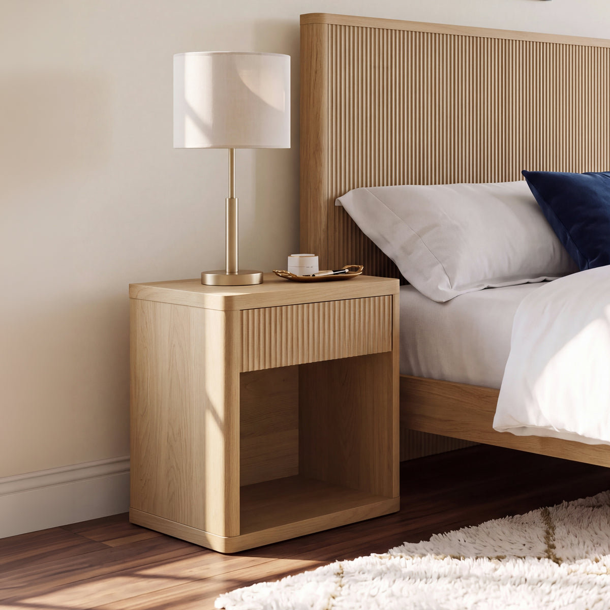 Roundhill Furniture Aria Modern Fluted Nightstands, Side Tables, Set of 2