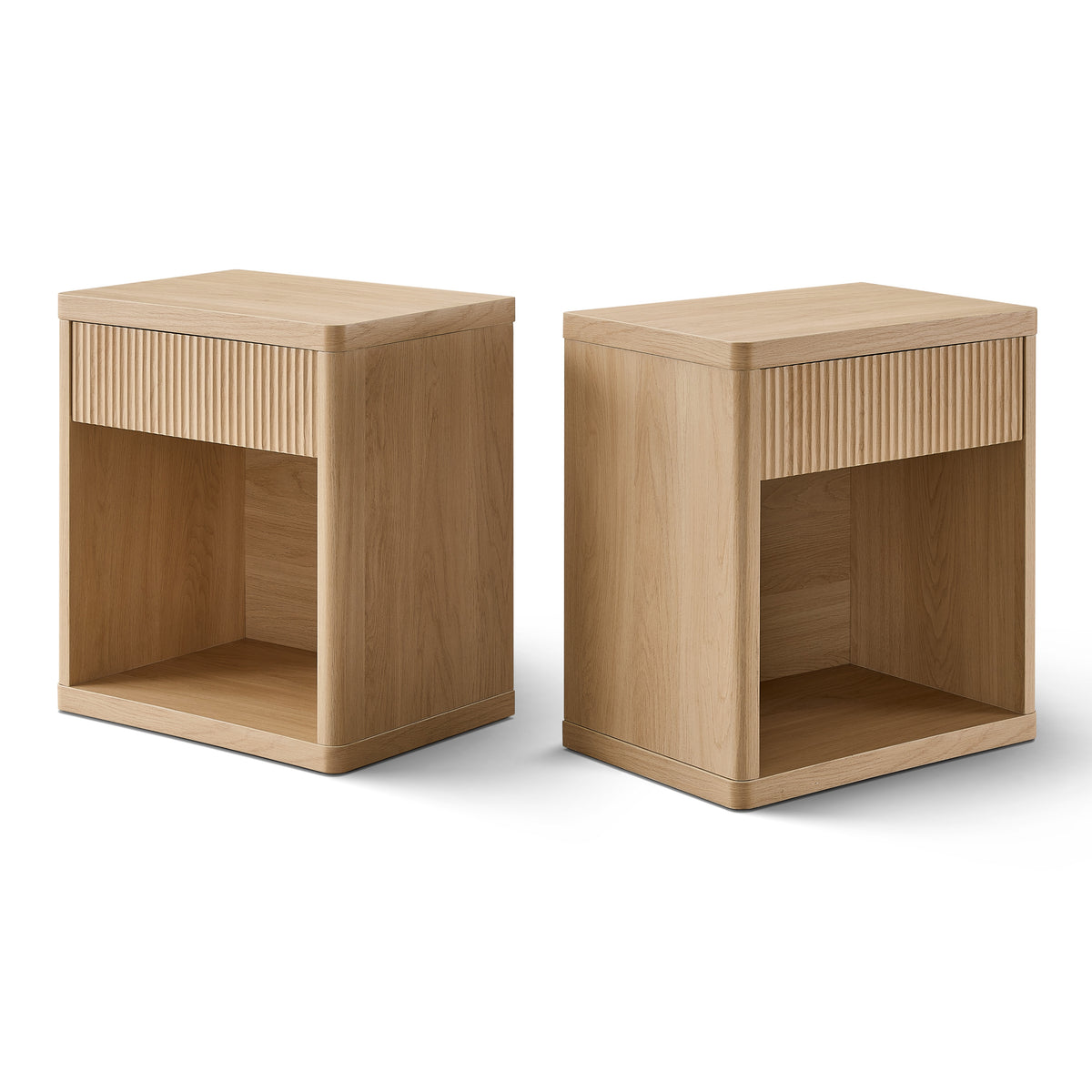 Roundhill Furniture Aria Modern Fluted Nightstands, Side Tables, Set of 2