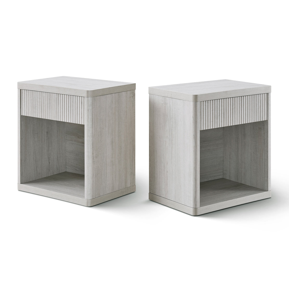 Roundhill Furniture Aria Modern Fluted Nightstands, Side Tables, Set of 2