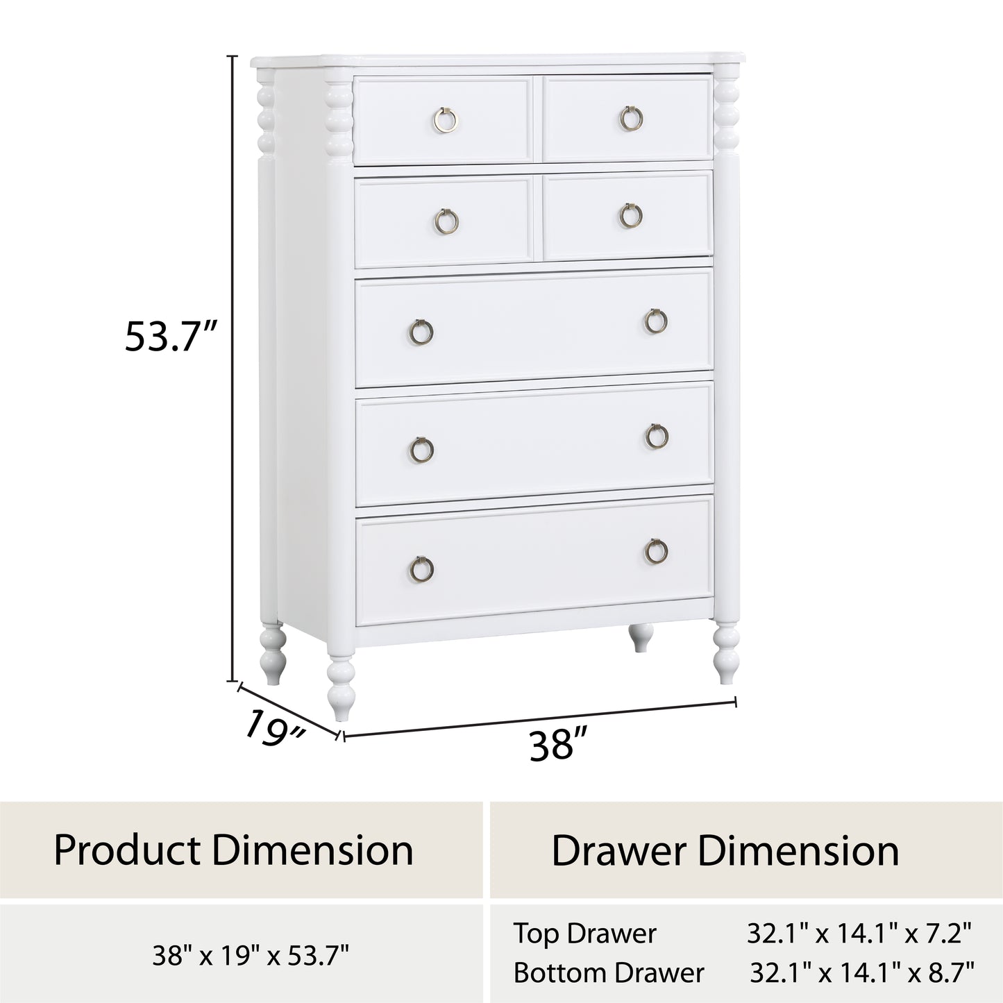 Roundhill Furniture Avellune Bedroom Collection: Poster Bed with 3 Interchangeable Post Heights, White Finish
