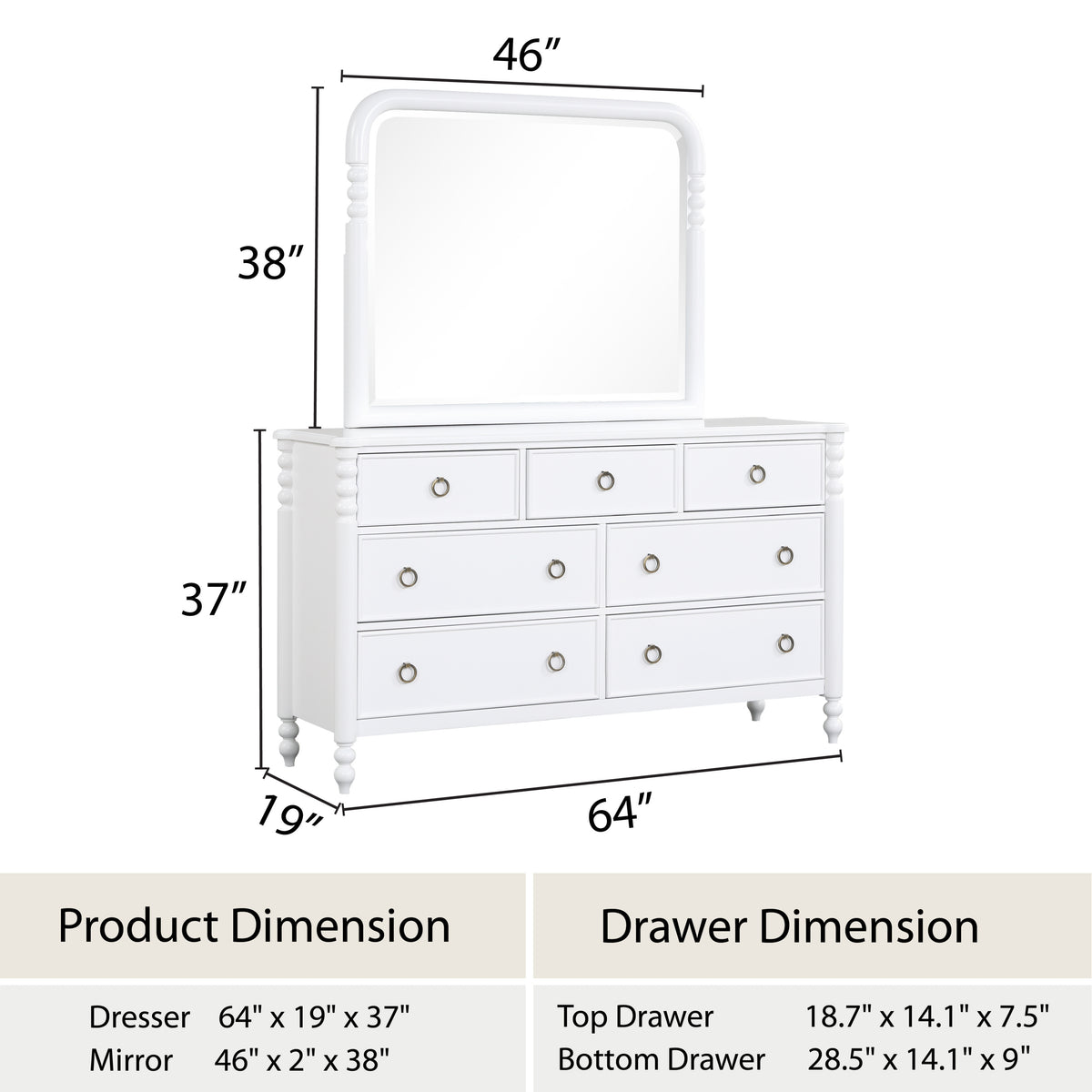 Roundhill Furniture Avellune Bedroom Collection: Poster Bed with 3 Interchangeable Post Heights, White Finish