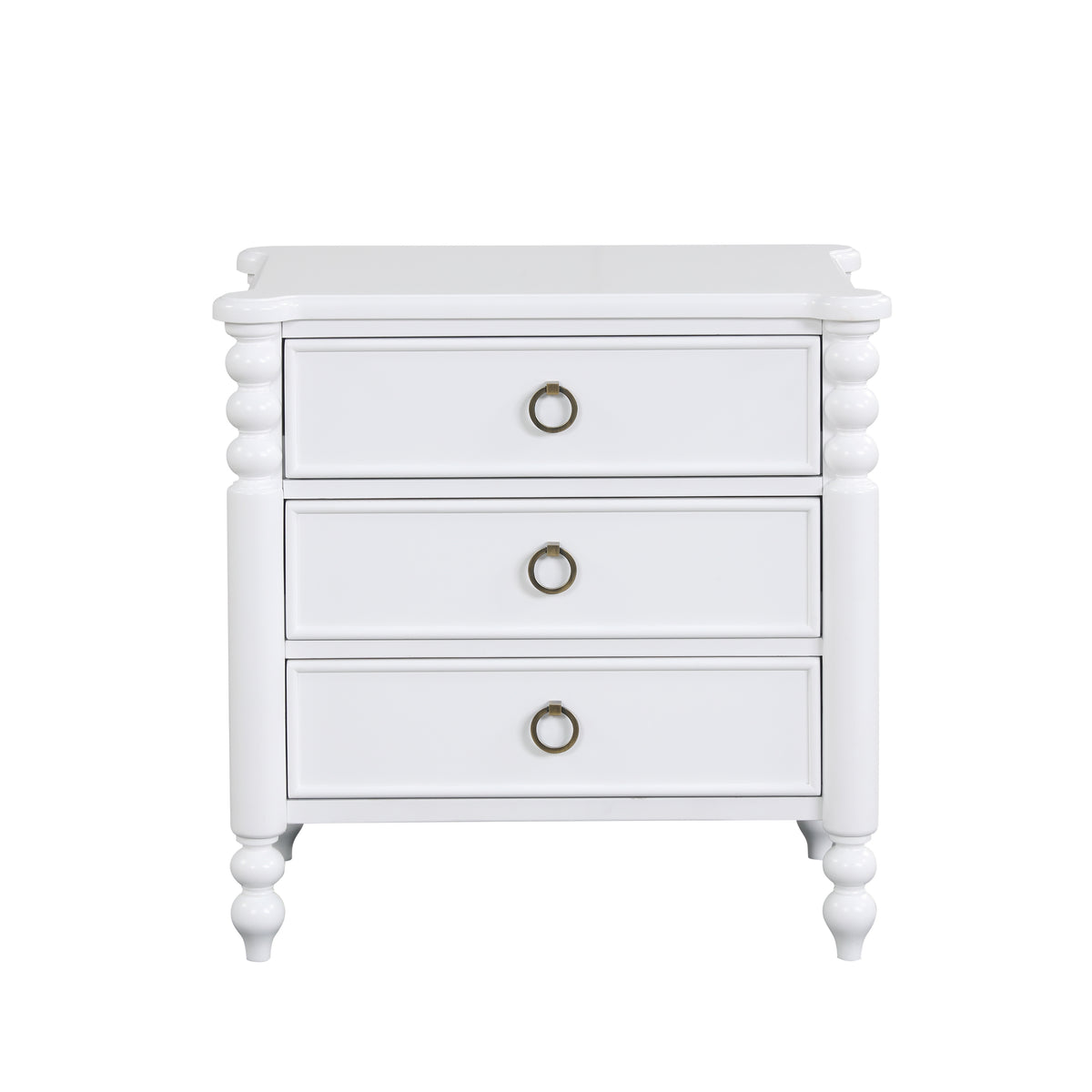 Roundhill Furniture Avellune 3-Drawer Nightstand, White Finish