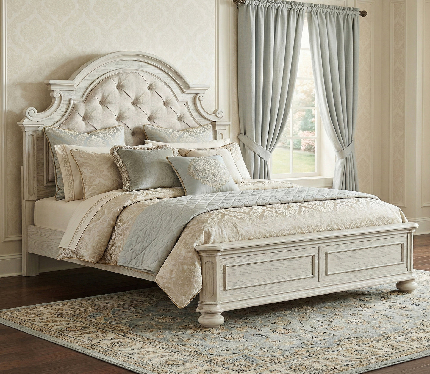Roundhill Furniture Nelson French Traditional Bedroom Collection, Antique White