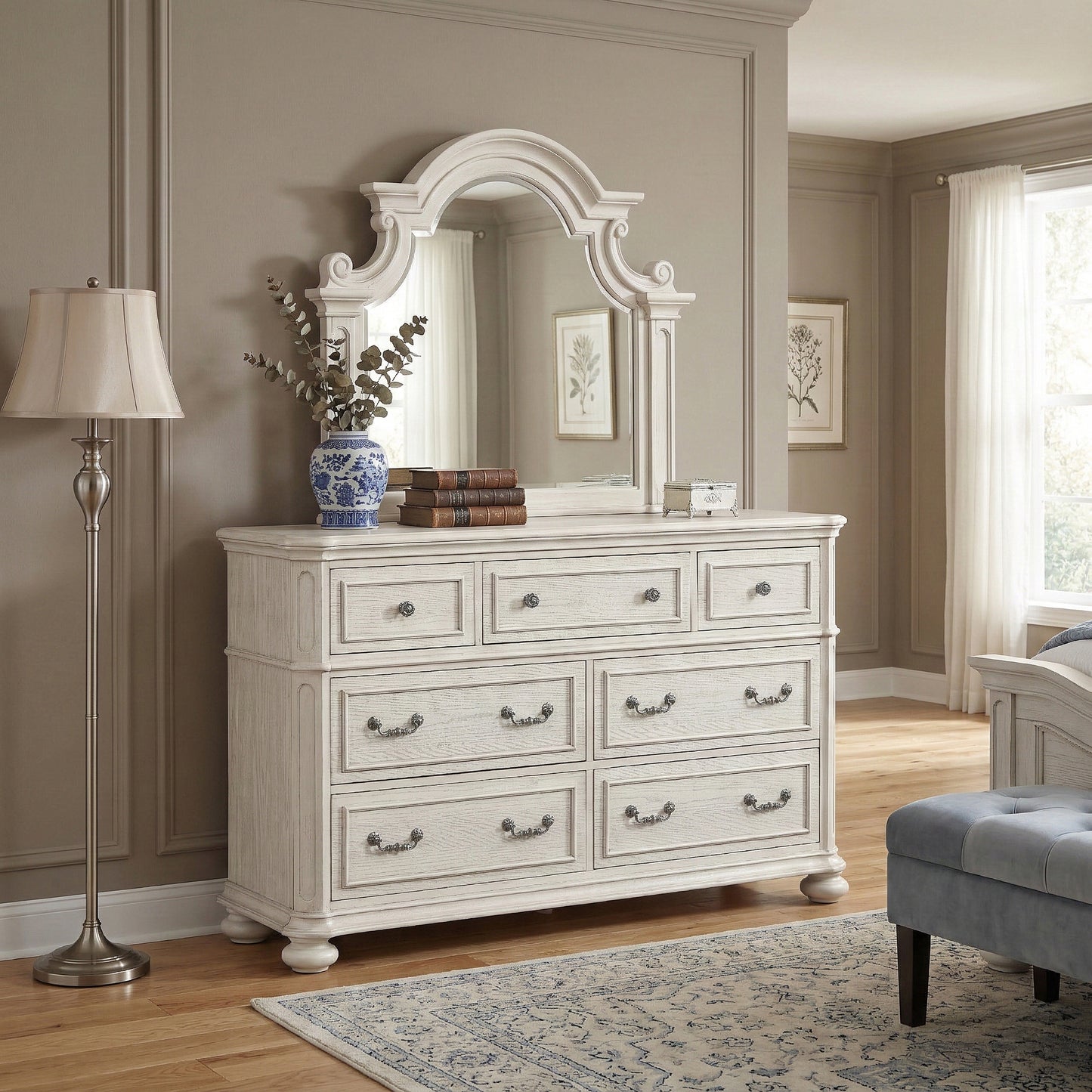 Roundhill Furniture Nelson French Traditional Bedroom Collection, Antique White