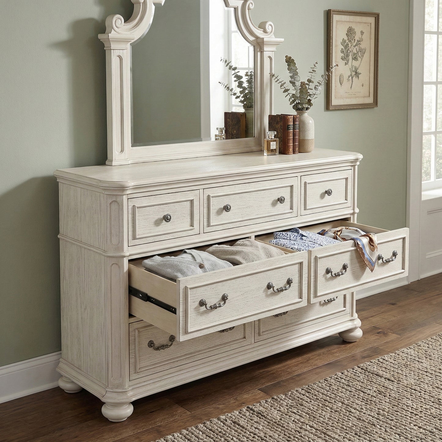 Roundhill Furniture Nelson French Traditional Bedroom Collection, Antique White