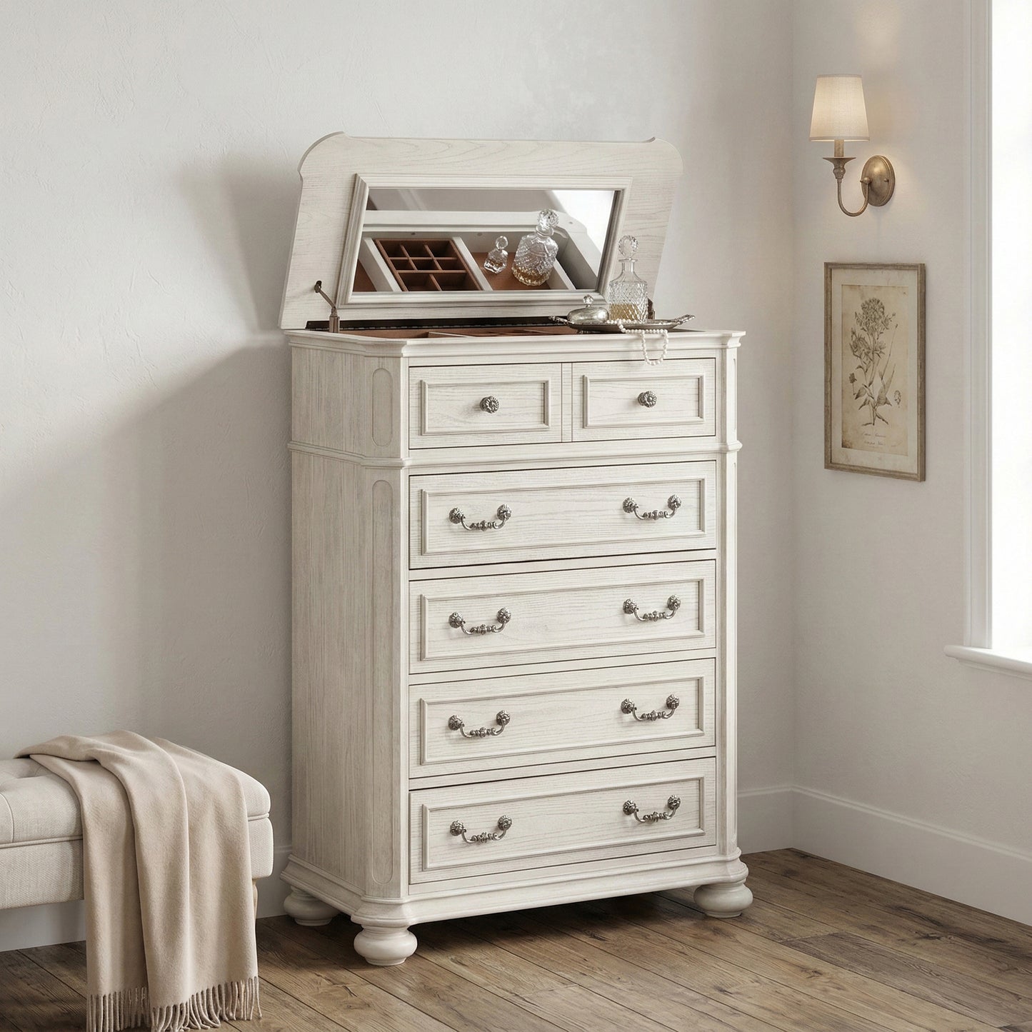 Roundhill Furniture Nelson French Traditional Bedroom Collection, Antique White