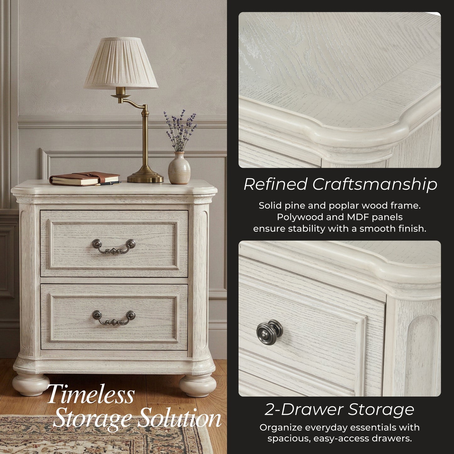 Roundhill Furniture Nelson French Traditional Bedroom Collection, Antique White