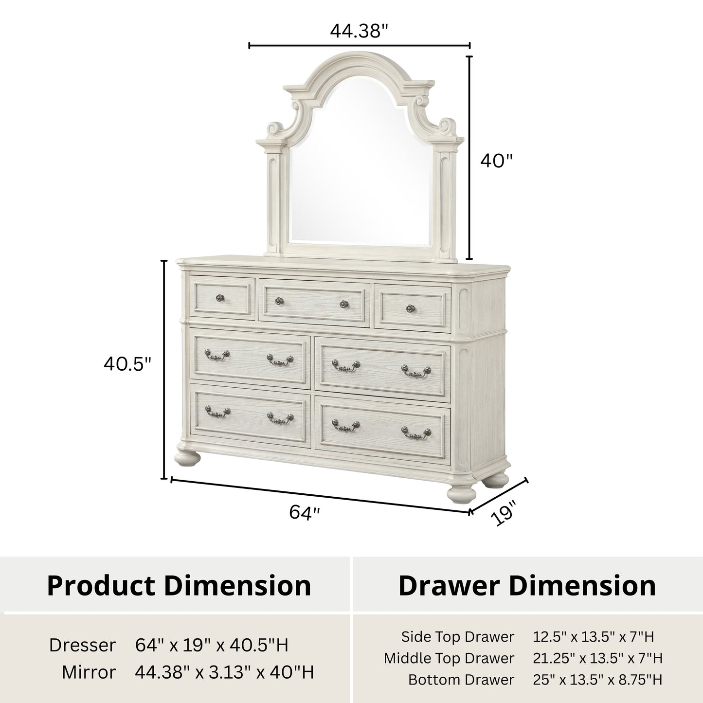 Roundhill Furniture Nelson French Traditional Bedroom Collection, Antique White