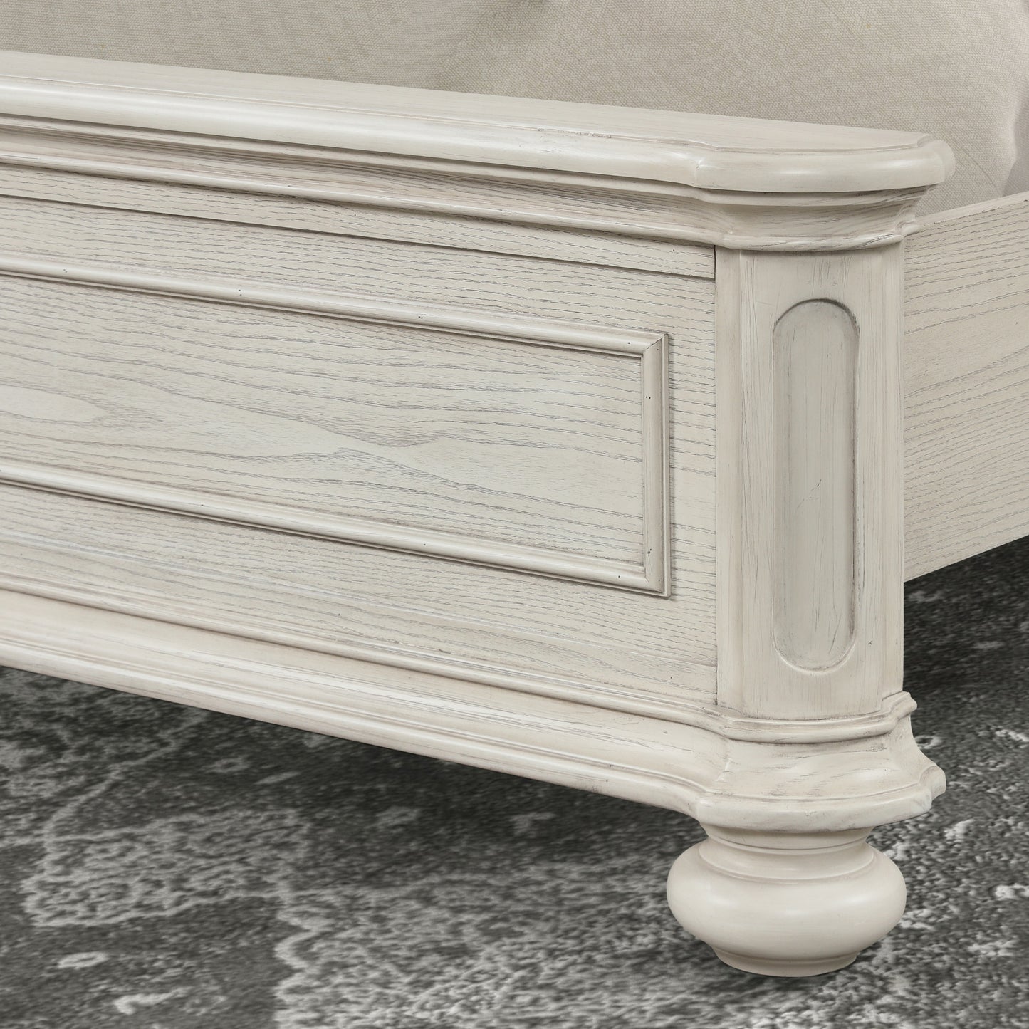 Roundhill Furniture Nelson French Traditional Tufted Upholstery Bed, Antique White