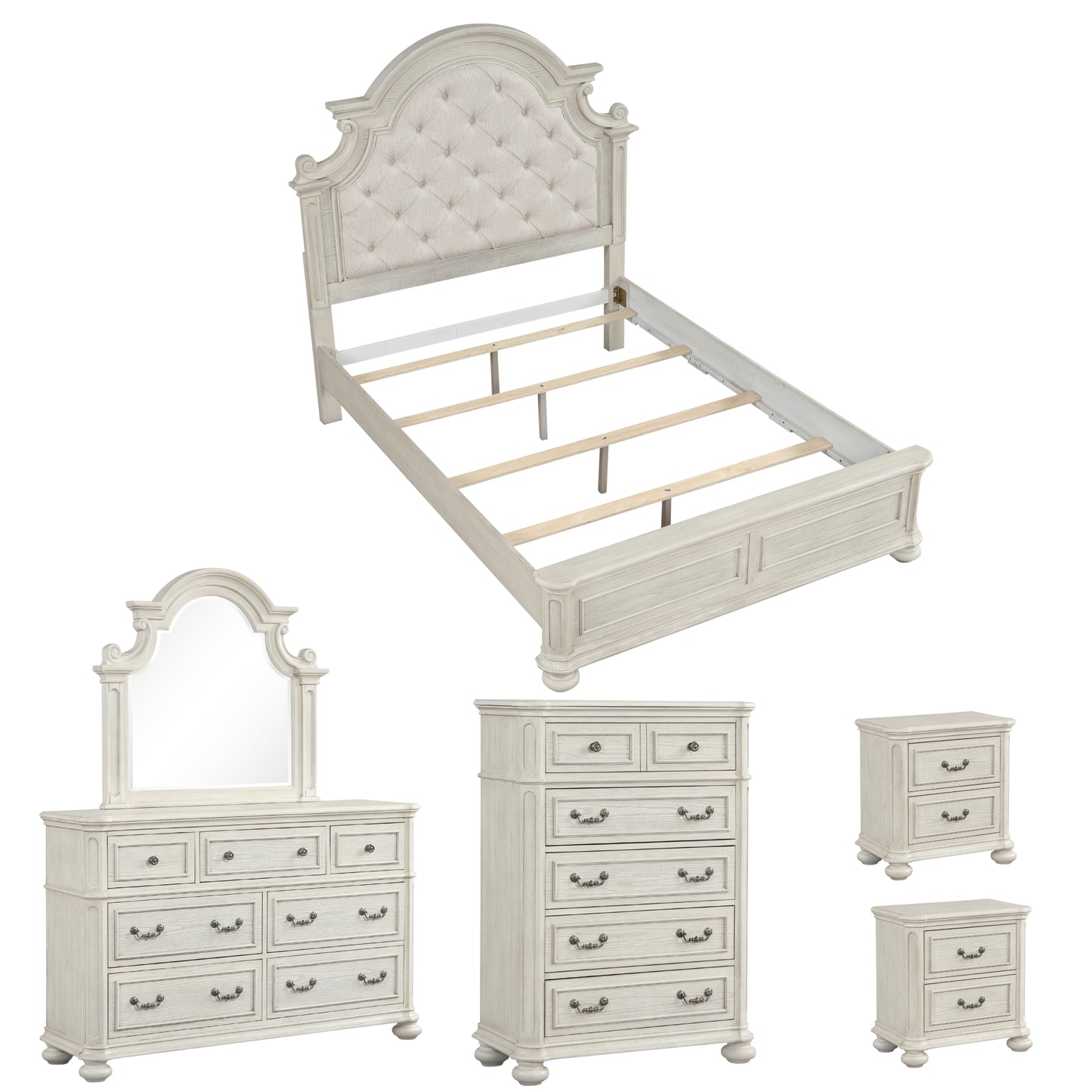 Roundhill Furniture Nelson French Traditional Bedroom Collection, Antique White