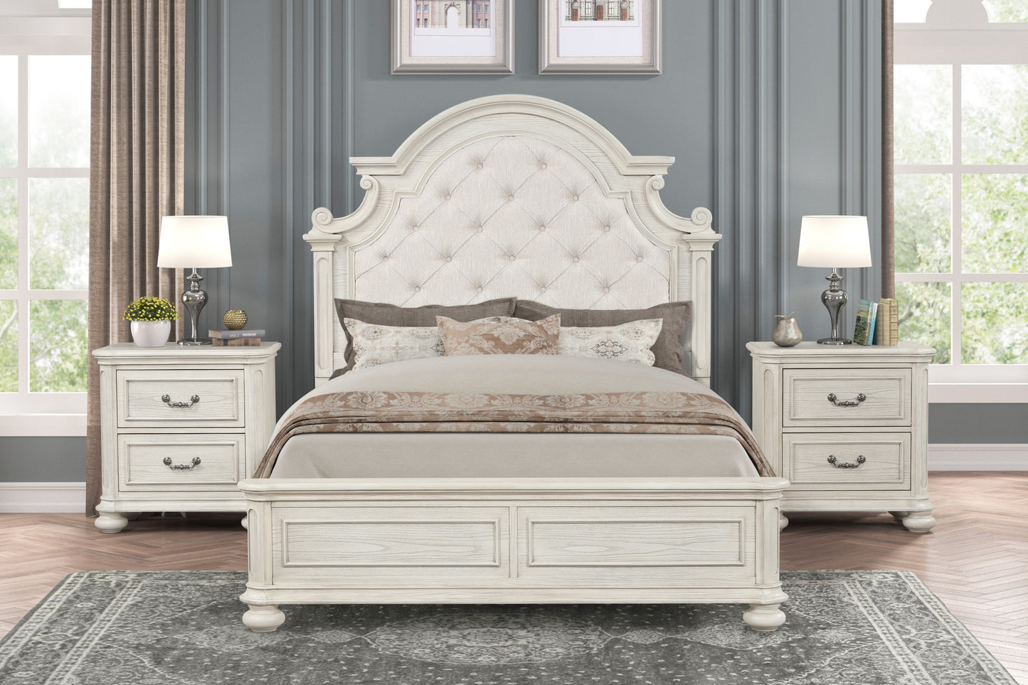 Roundhill Furniture Nelson French Traditional Bedroom Collection, Antique White