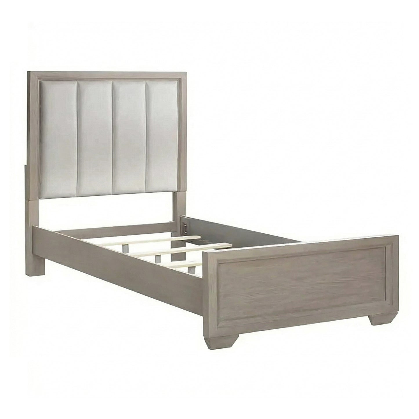 Ennesley Wood Upholstered Panel Bed Frame, Gray