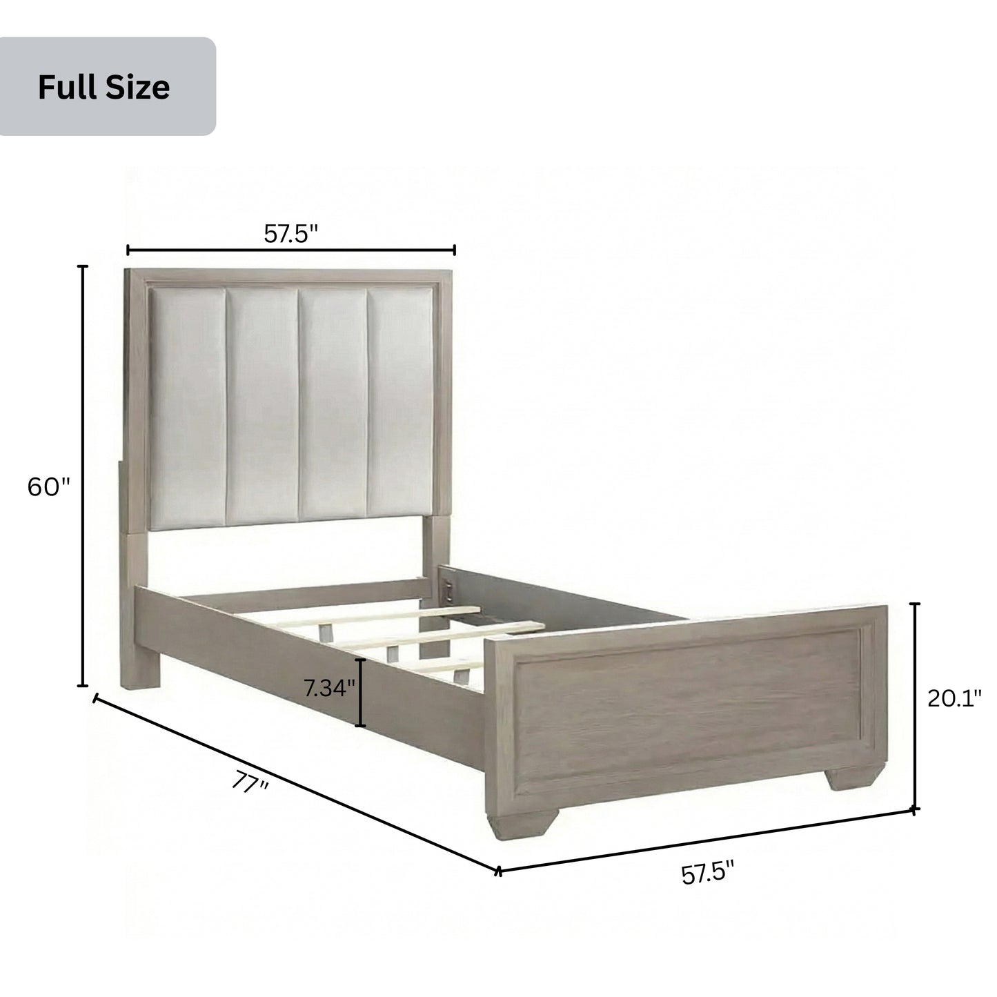 Ennesley Wood Upholstered Panel Bed Frame, Gray