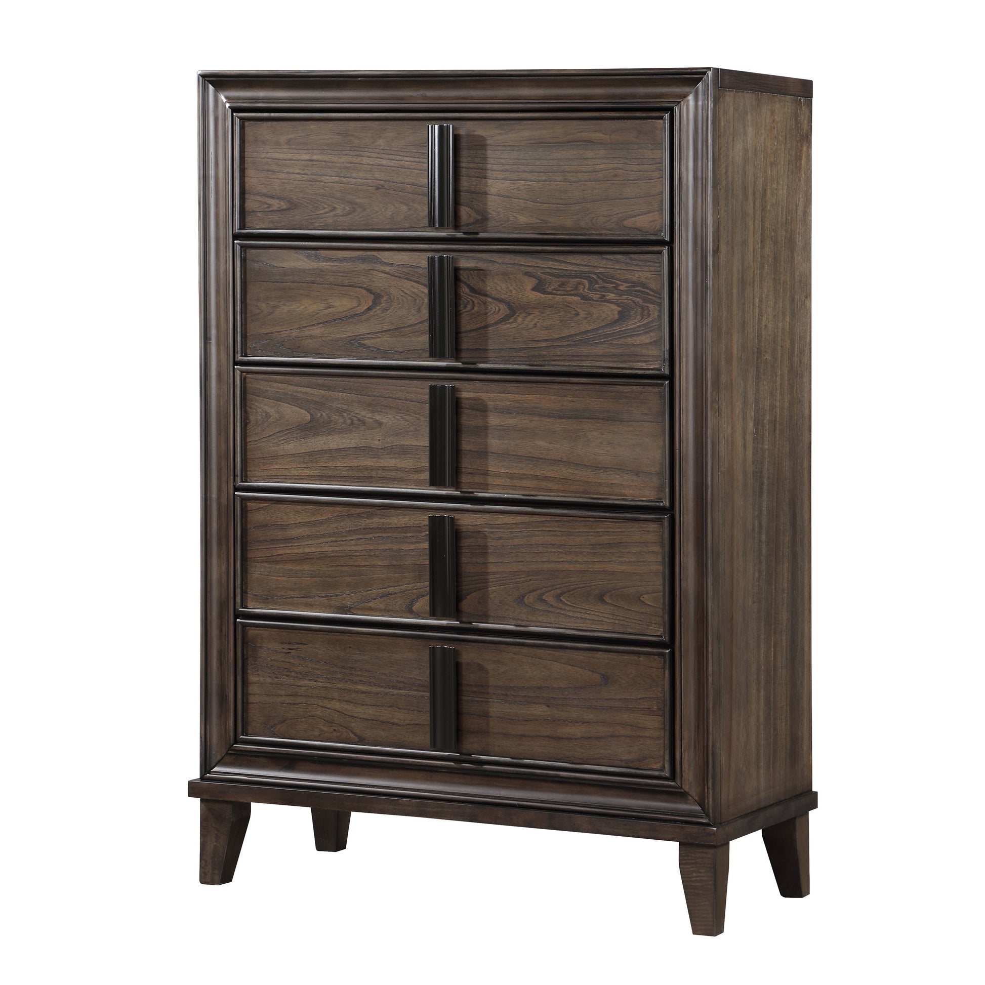 Aetheria Contemporary Wood 5-Drawer Chest in Dark Brown Roundhill Furniture Aetheria Contemporary Wood 5-Drawer Chest in Dark Brown Roundhill Furniture