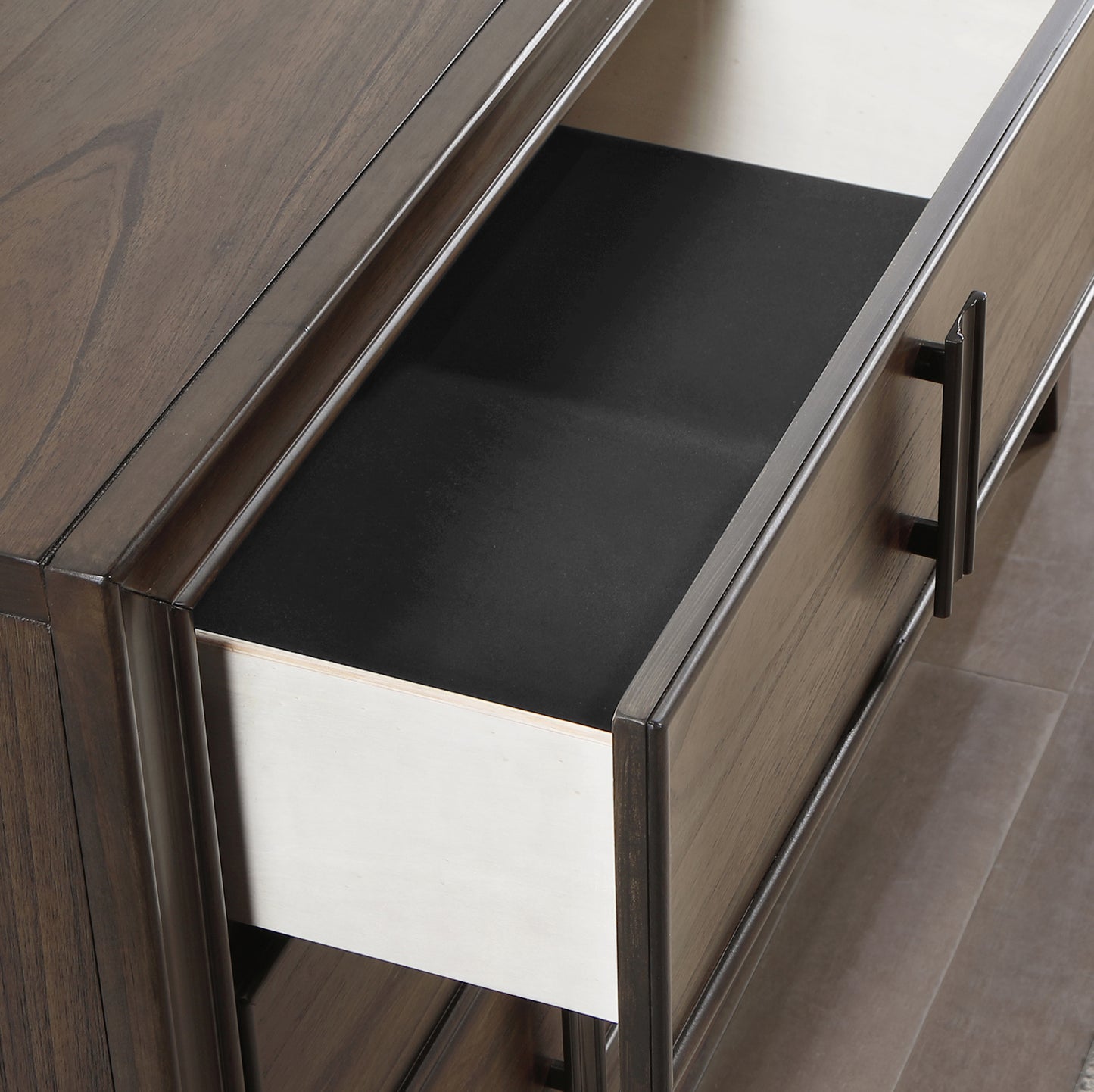 Aetheria Contemporary Wood 6 -Drawer Dresser with Mirror in Dark Brown