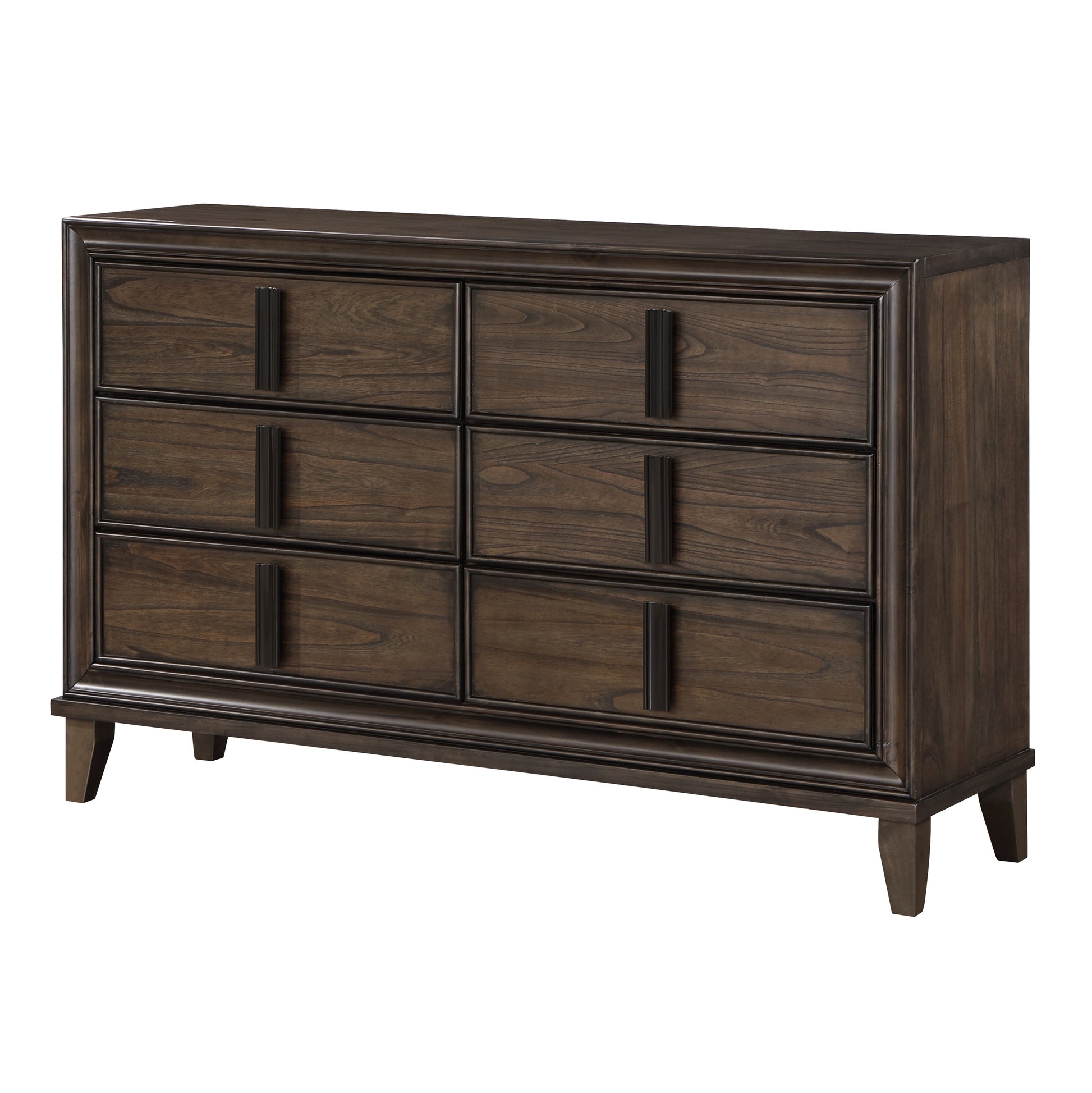 Aetheria Contemporary Wood 6-Drawer Dresser in Dark Brown Roundhill Furniture Aetheria Contemporary Wood 6-Drawer Dresser in Dark Brown Roundhill Furniture