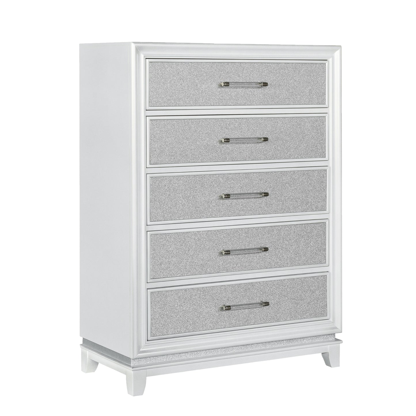 Galaxy 5-Drawer Bedroom Chest with LED Lights, Pearlized White