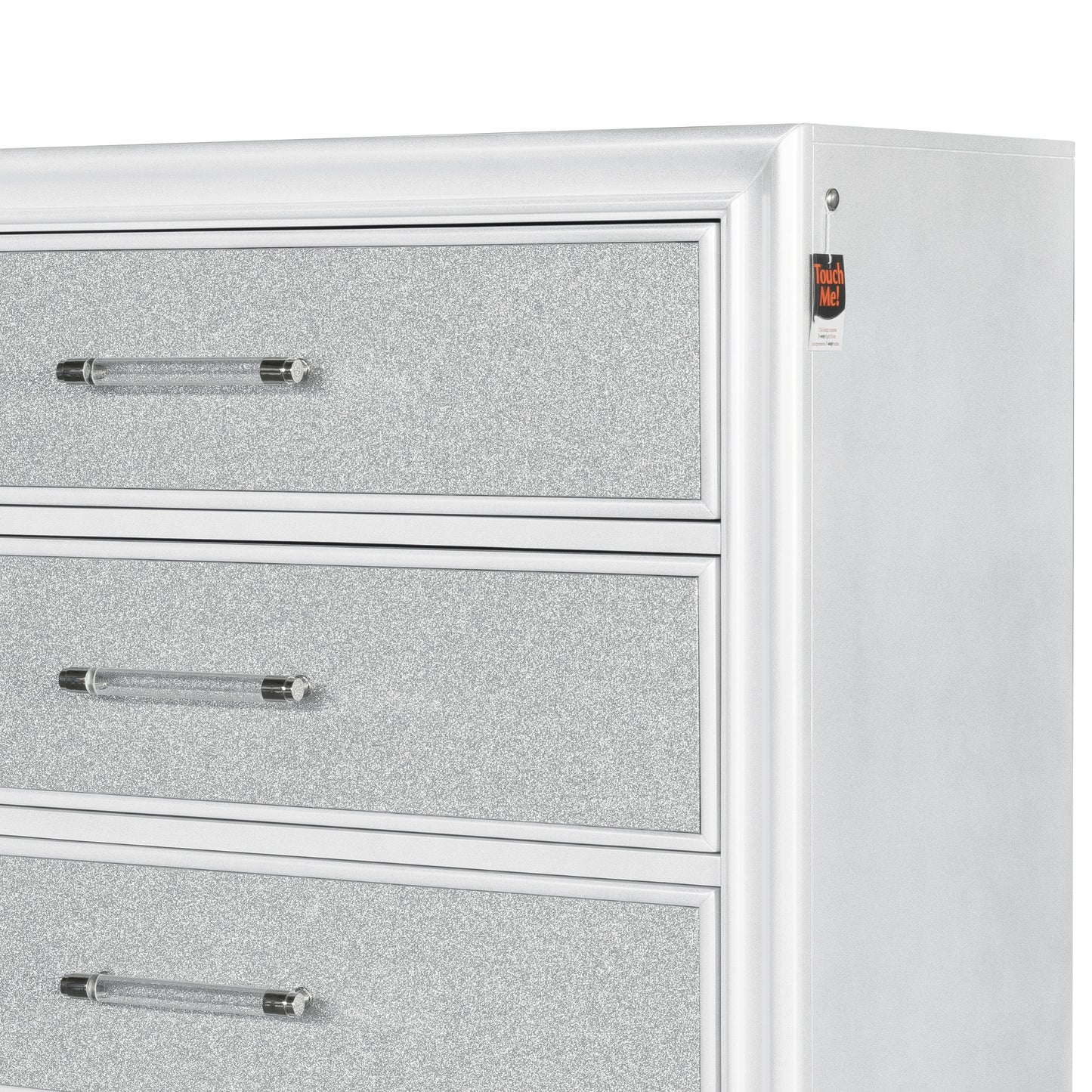 Galaxy 5-Drawer Bedroom Chest with LED Lights, Pearlized White