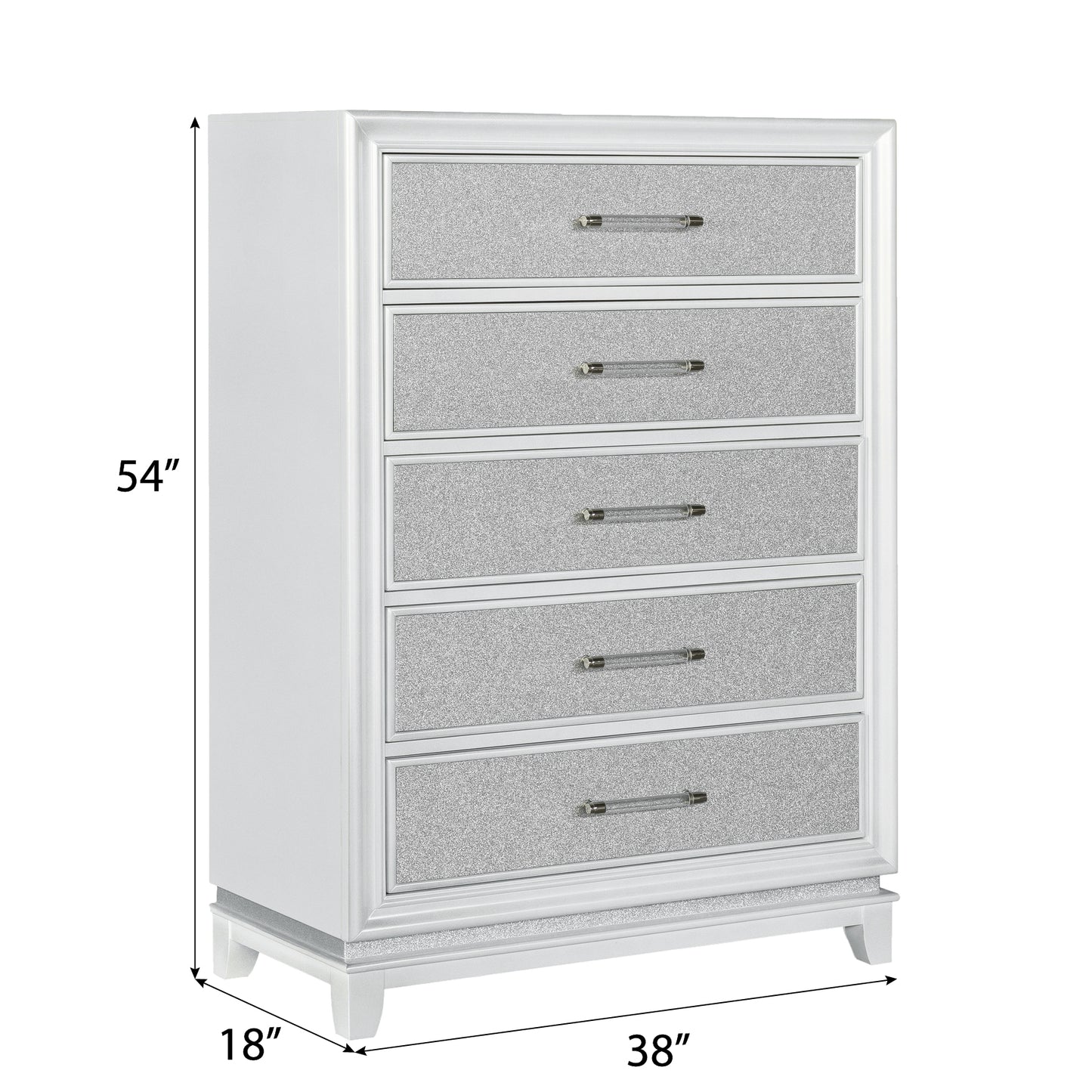 Galaxy 5-Drawer Bedroom Chest with LED Lights, Pearlized White