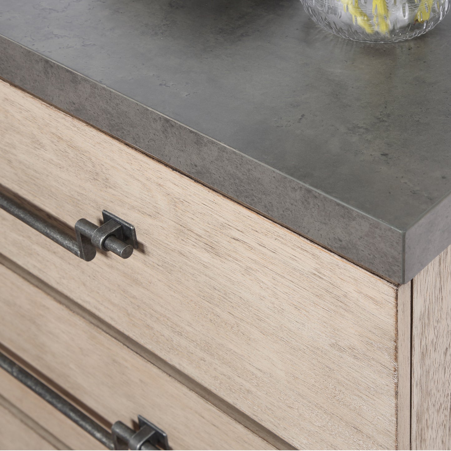 Arbela Wood 2-Drawer Nightstand, Weathered Oak Finish