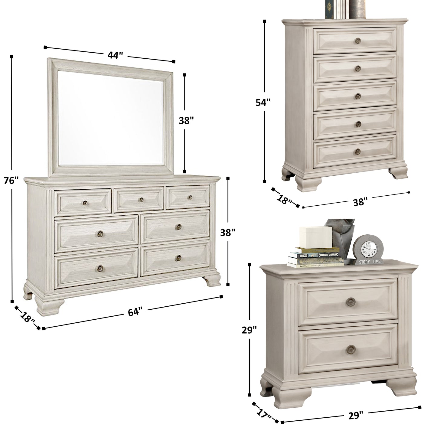 Renova Distressed Parchment Wood Bedroom Collection