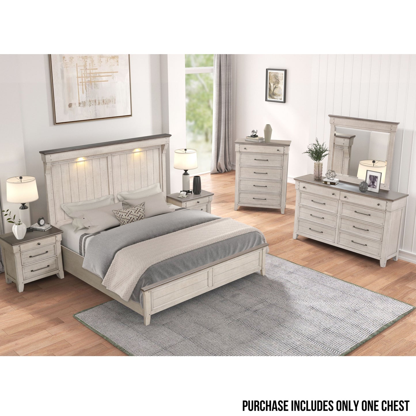 Walcott 5-Drawer Bedroom Chest, Weathered Dusty-taupe Finish