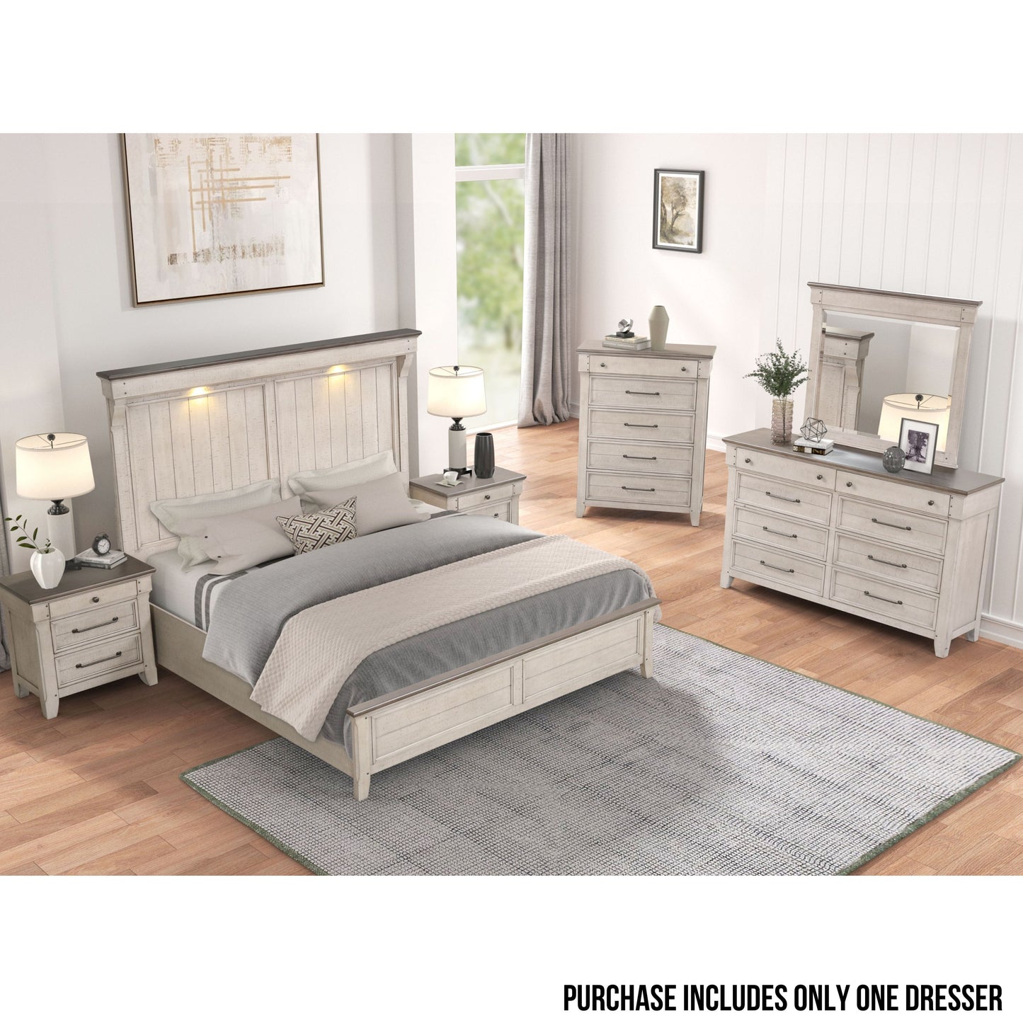 Walcott 8-Drawer Bedroom Dresser, Weathered Dusty-taupe Finish