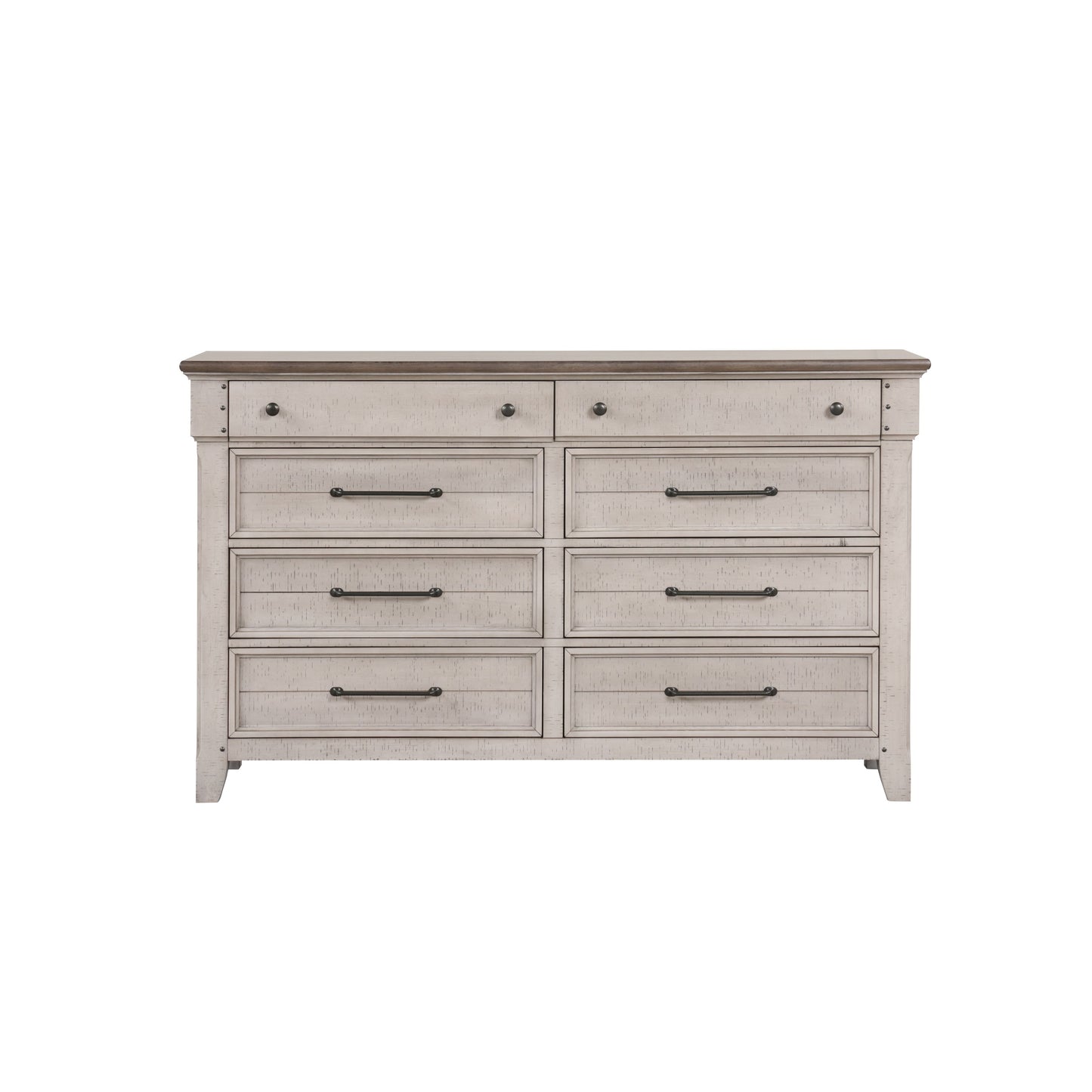 Walcott 8-Drawer Bedroom Dresser, Weathered Dusty-taupe Finish