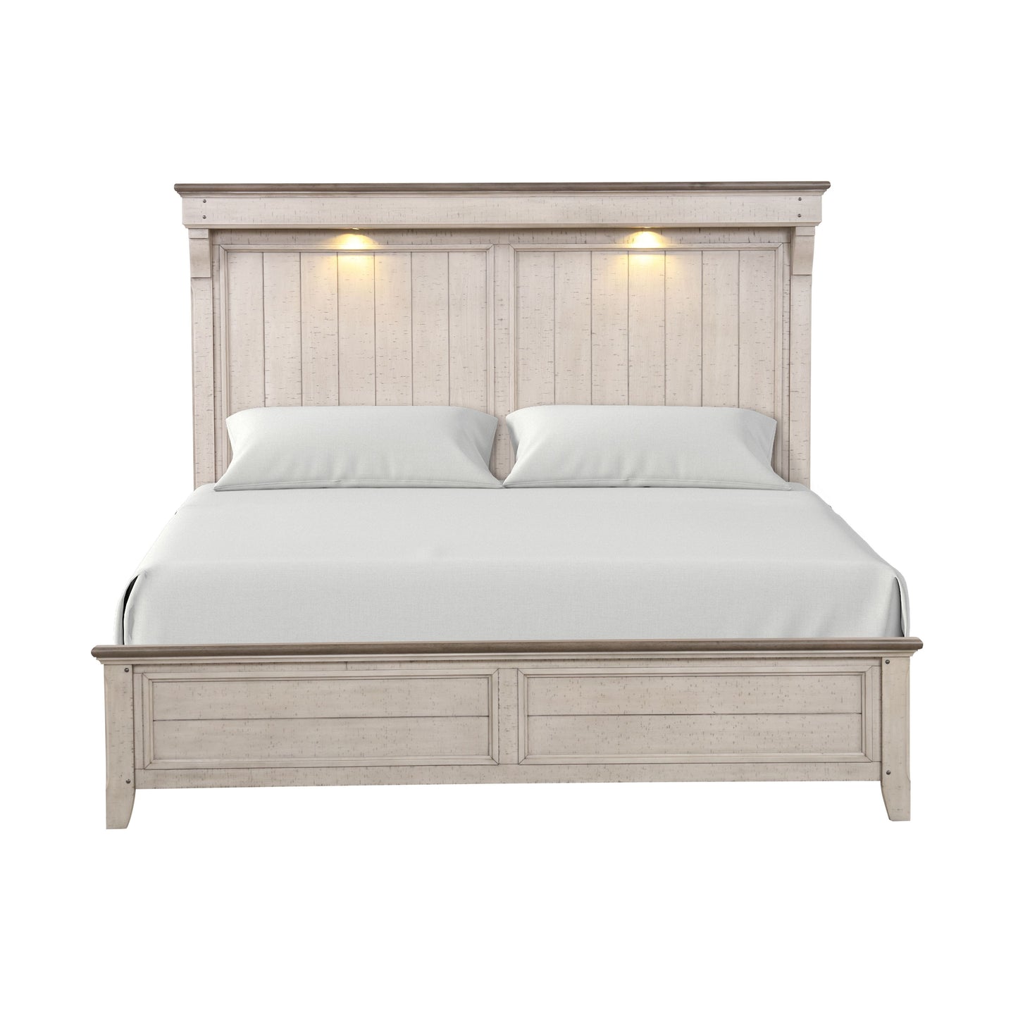 Walcott Touch LED Lighting Panel Bed, Weathered Dusty-taupe Finish