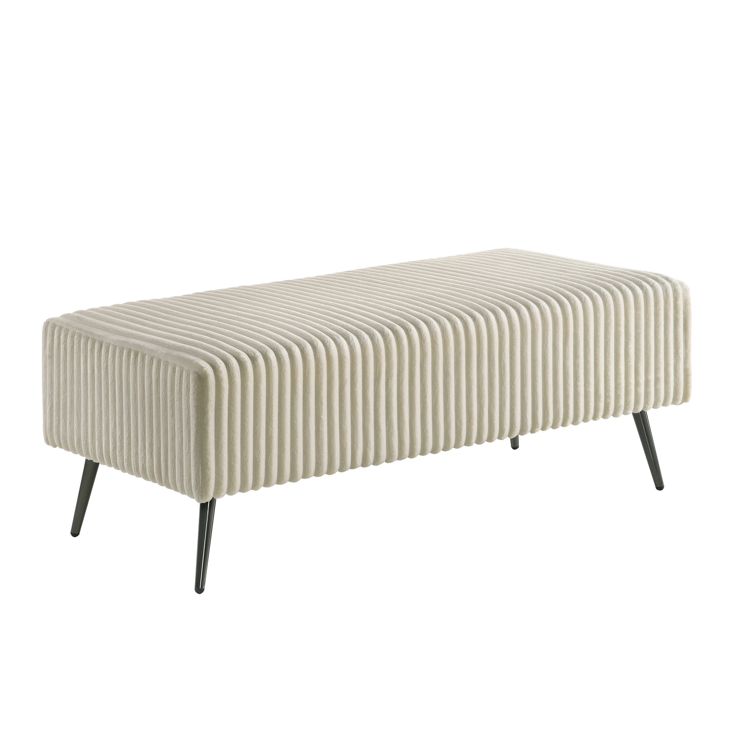 Roundhill Furniture Mavela Wide Wale Corduroy Upholstery Bench, Cream