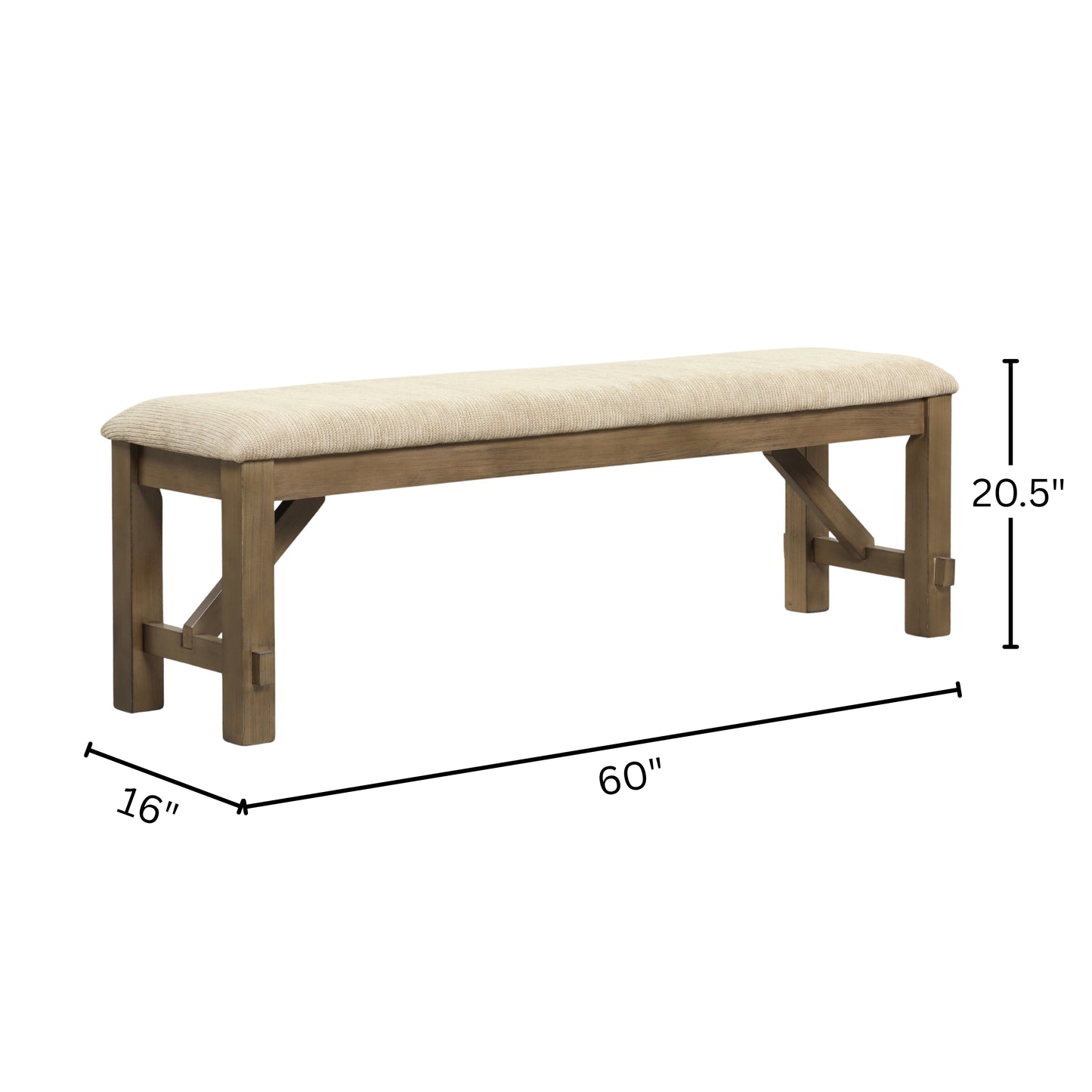 Raven Wood Fabric Upholstered Dining Bench