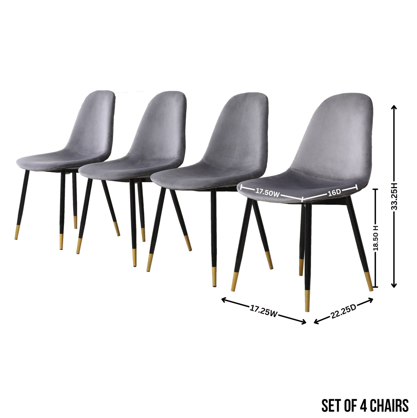 Lassan Contemporary Fabric Dining Chairs, Set of 4, Gray