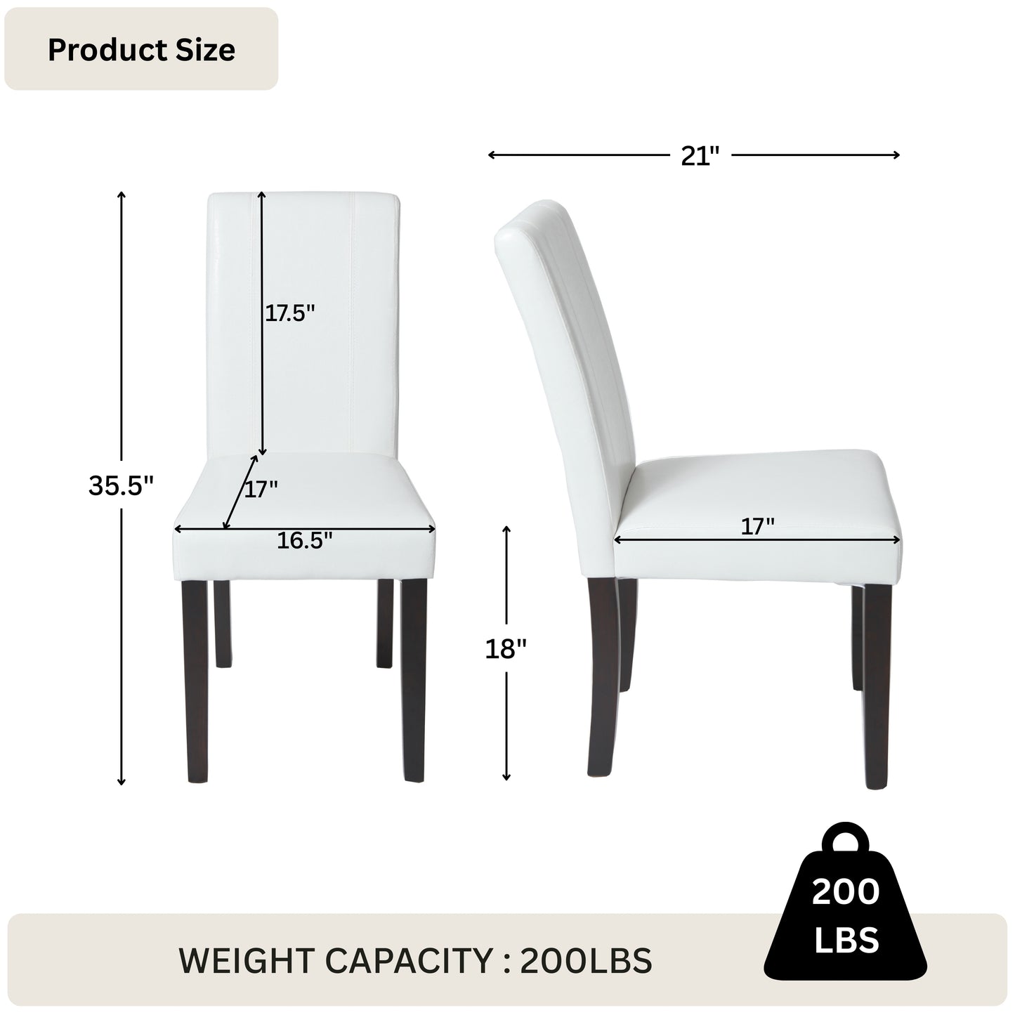 Urban Style Solid Wood Leatherette Padded Parson Chair - Set of 2