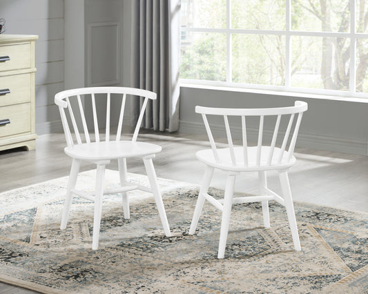 Alwynn Contemporary Wooden Spindle Back Dining Chairs, Windsor Chairs, Set of 2, White