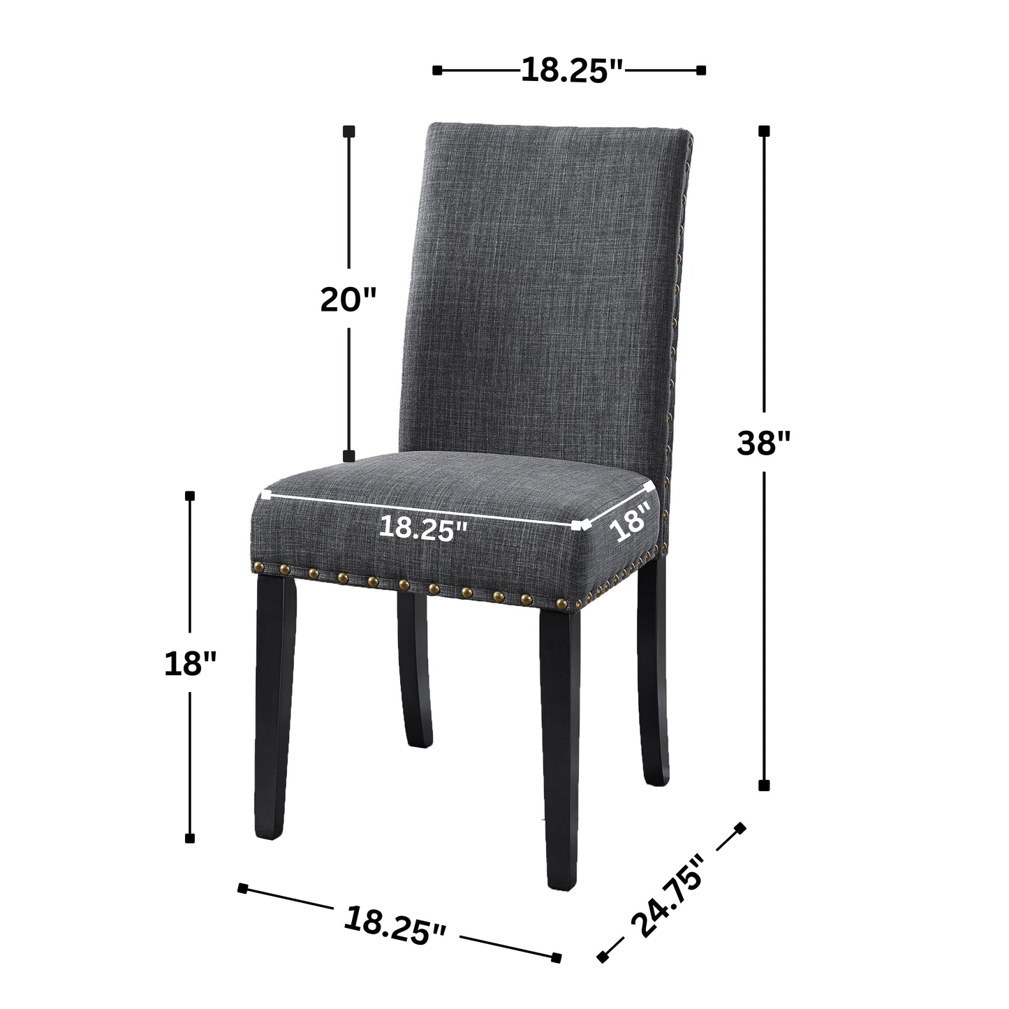Roundhill Furniture Biony Fabric Dining Chairs with Nailhead Trim, Set of 2