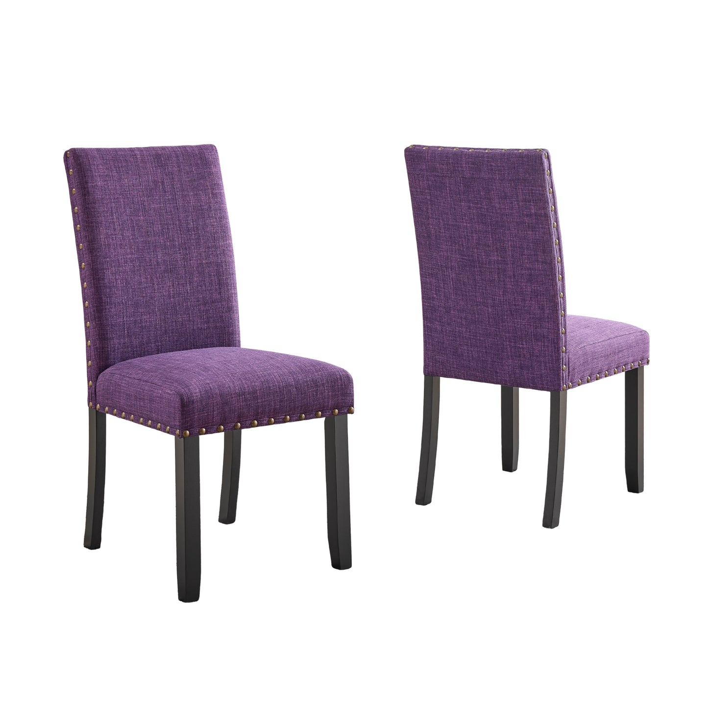 Roundhill Furniture Biony Fabric Dining Chairs with Nailhead Trim, Set of 2