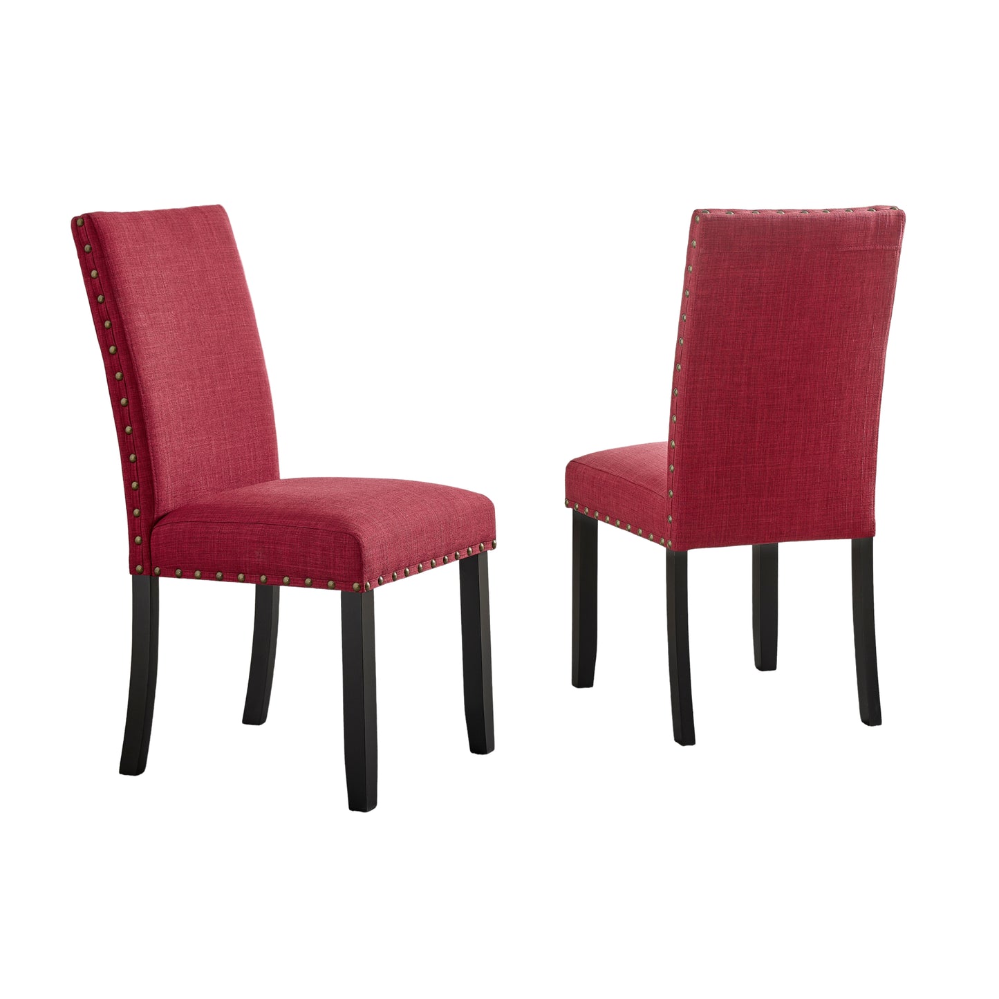 Roundhill Furniture Biony Fabric Dining Chairs with Nailhead Trim, Set of 2