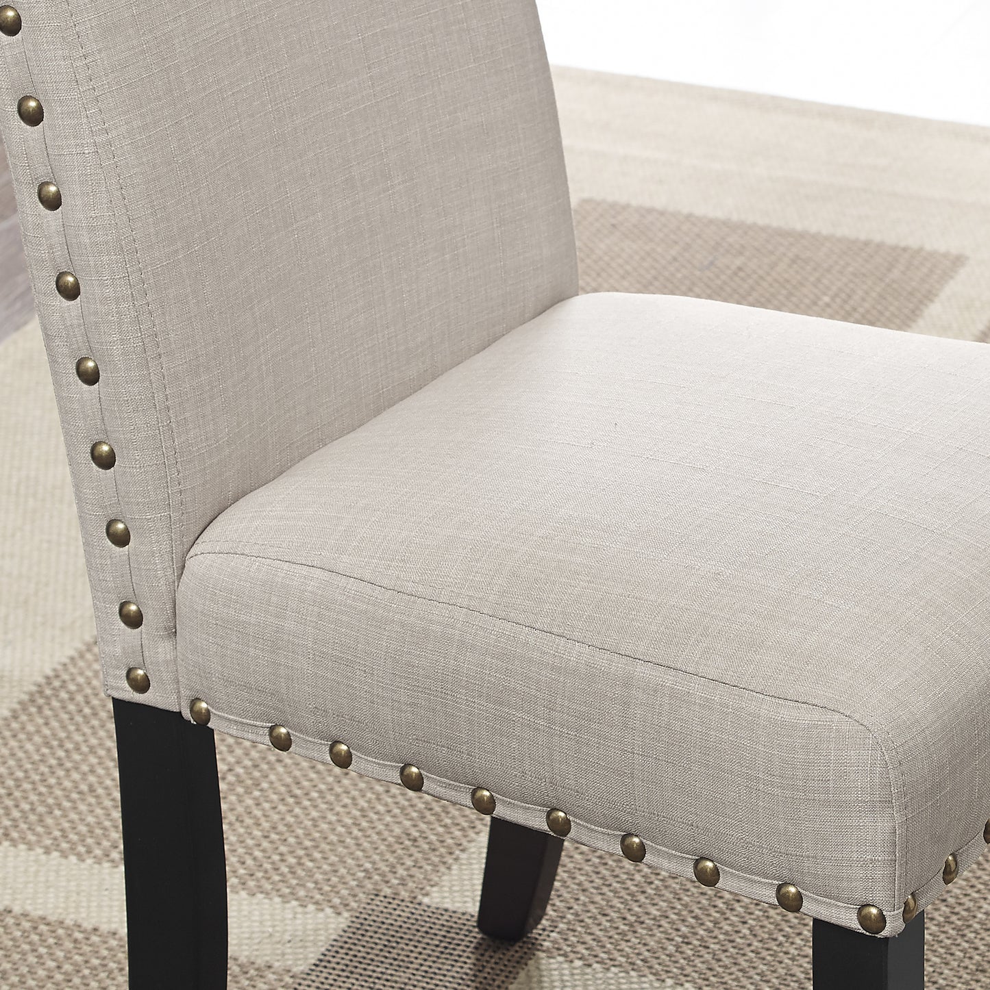 Roundhill Furniture Biony Fabric Dining Chairs with Nailhead Trim, Set of 2