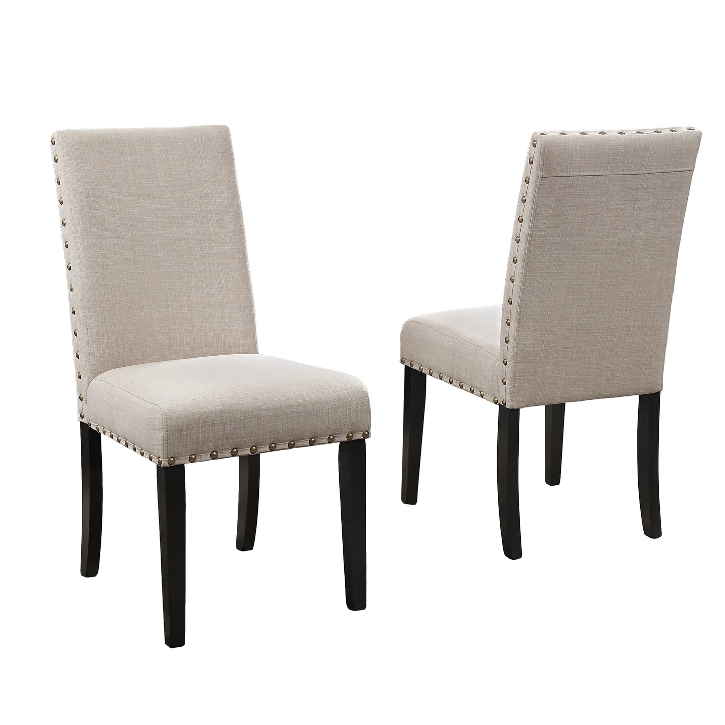Roundhill Furniture Biony Fabric Dining Chairs with Nailhead Trim, Set of 2