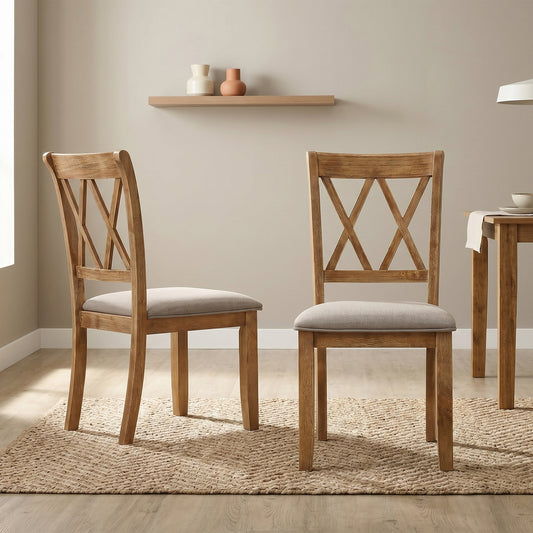 Windvale Upholstered Cross-back Dining Chair, Set of 2