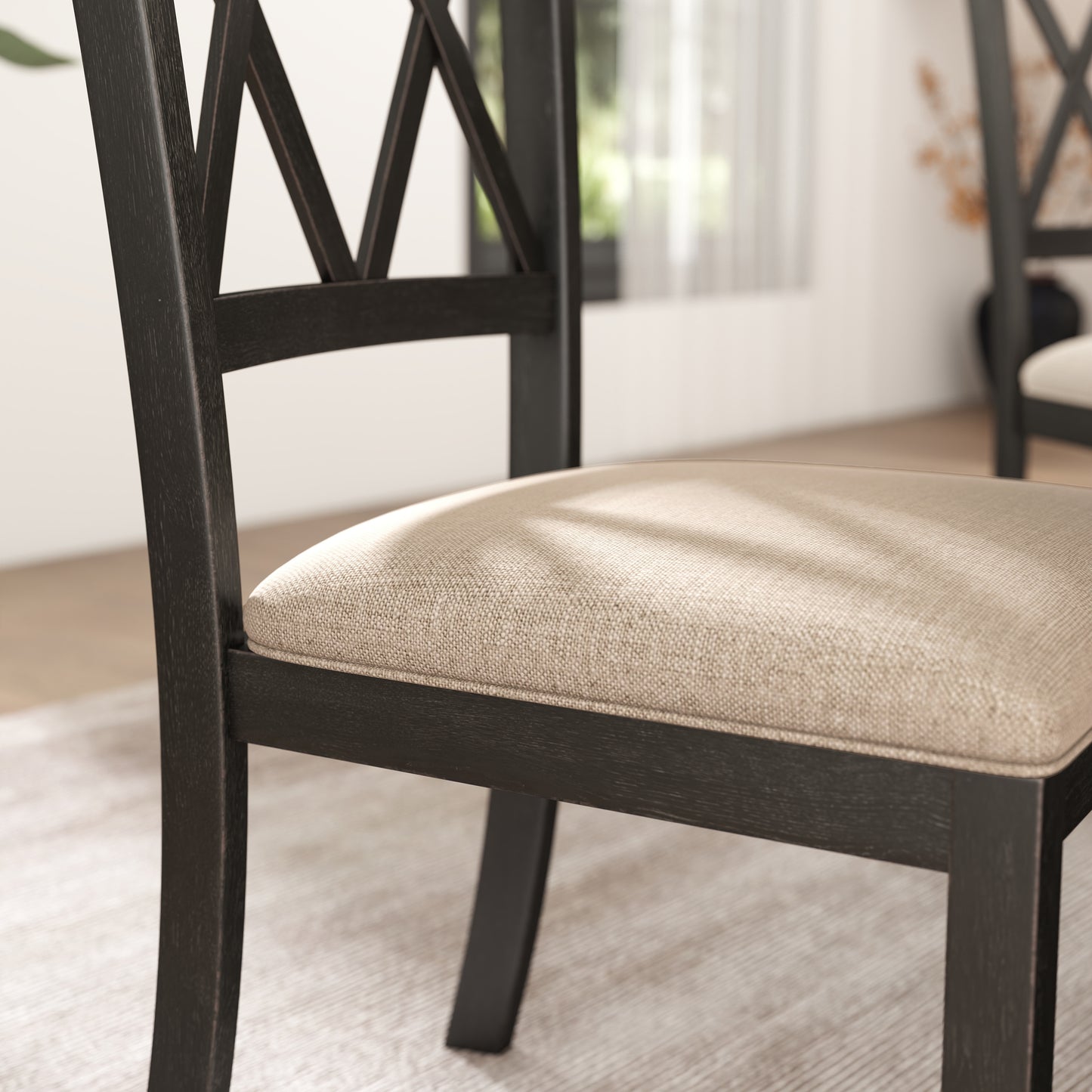 Windvale Upholstered Cross-back Dining Chair, Set of 2