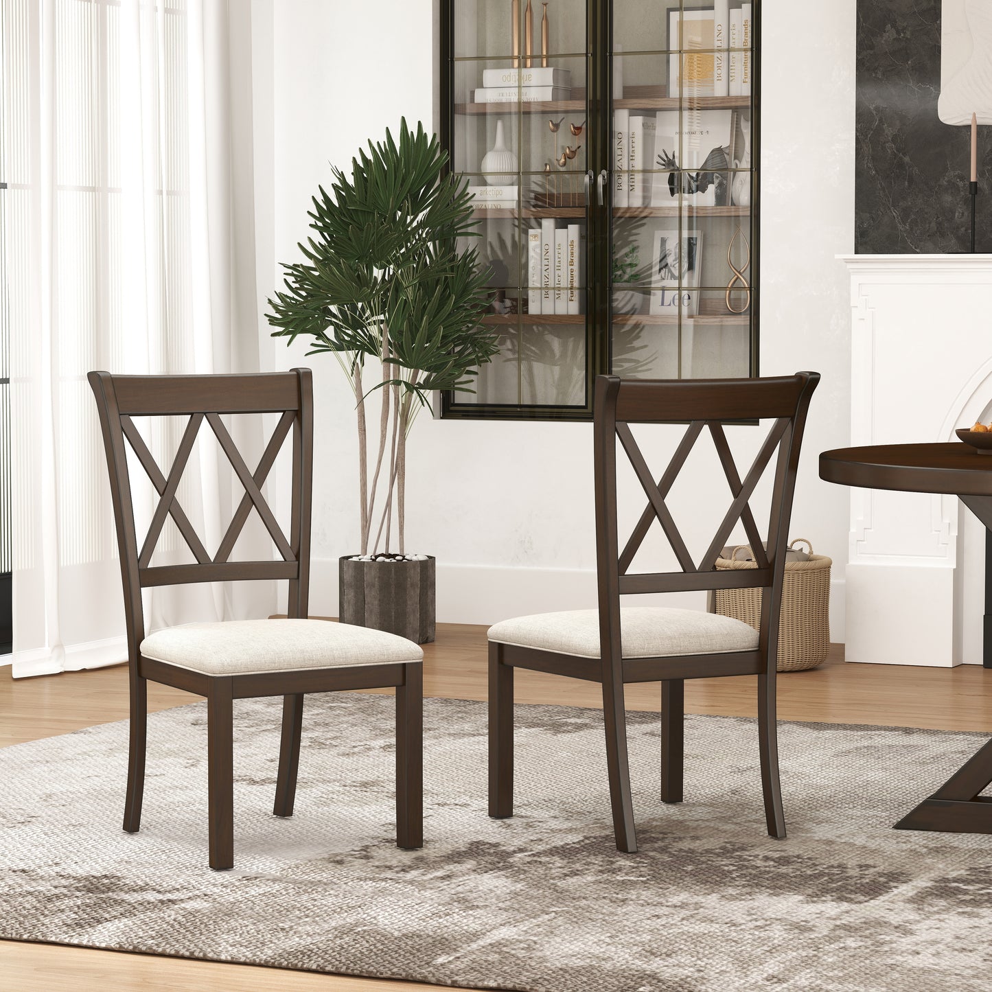 Windvale Upholstered Cross-back Dining Chair, Set of 2