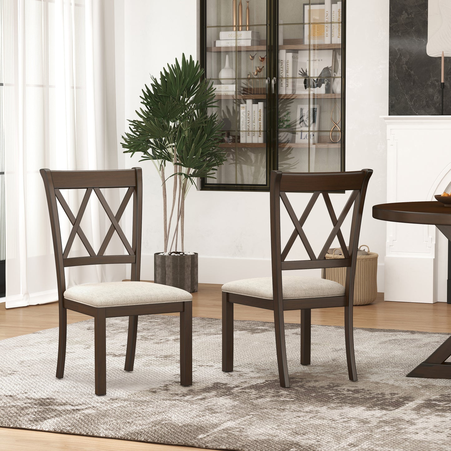 Windvale Upholstered Cross-back Dining Chair, Set of 2